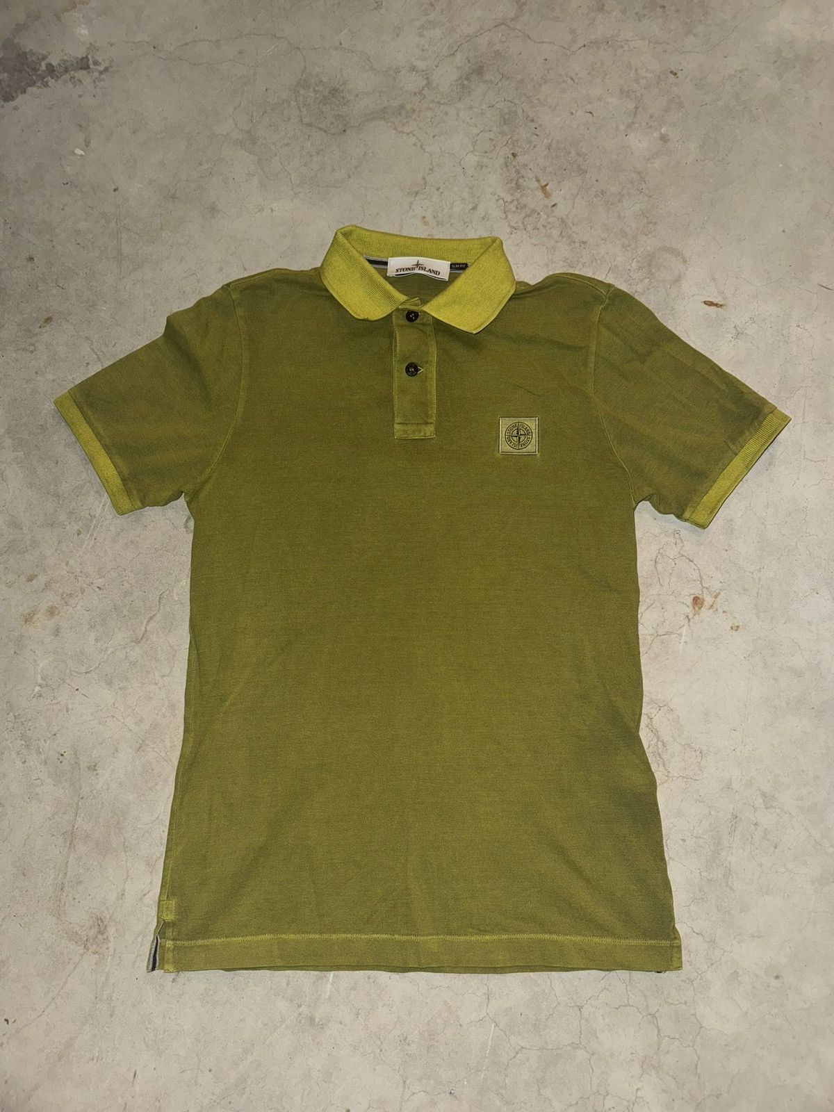 Stone Island Polo Lime Green Slim Fit Patch Program SS19