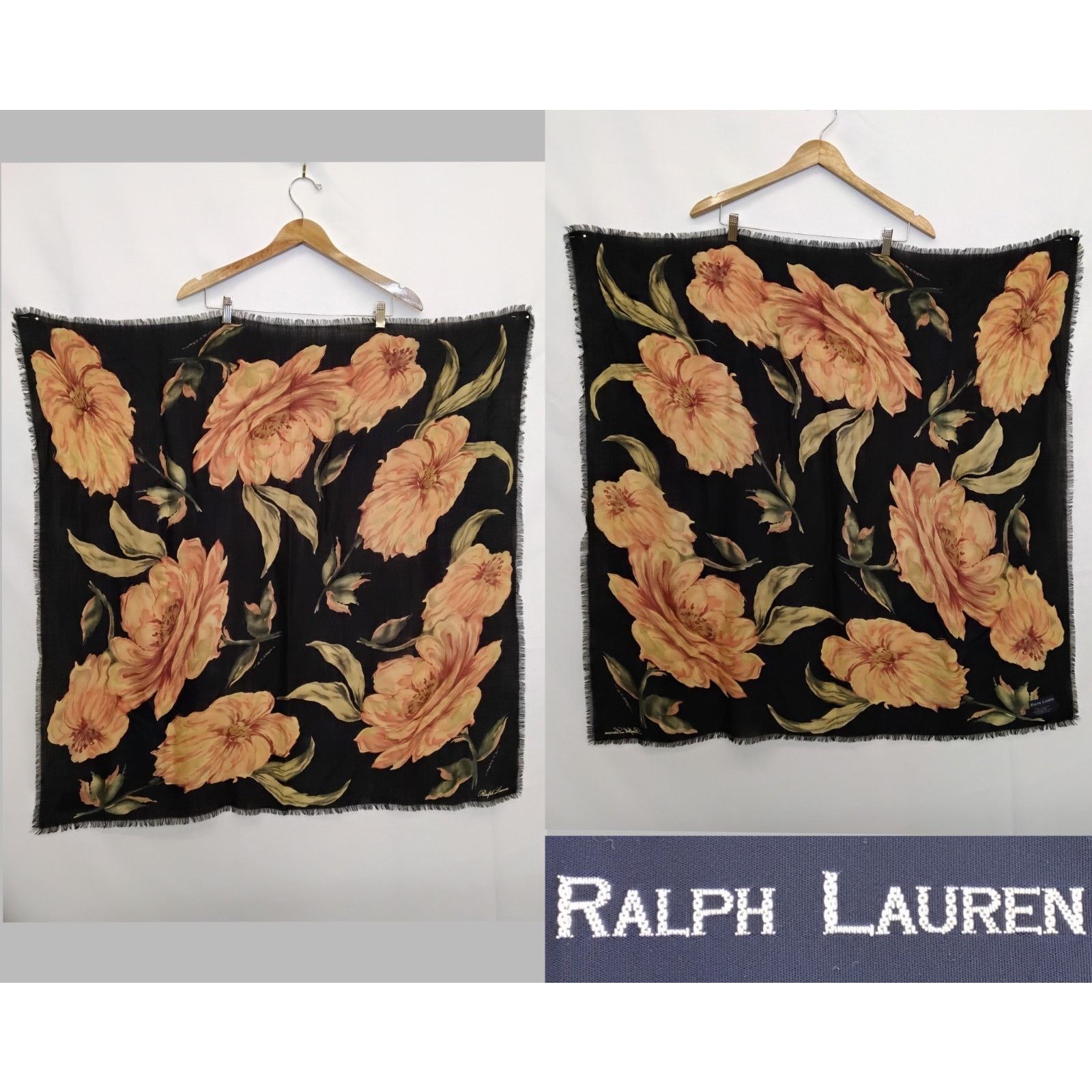 Ralph Lauren Ralph Lauren Wool Square Scarf Blue Label Vintage 1990's Size ONE SIZE - 1 Thumbnail