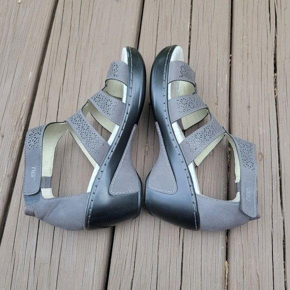 Other JBU By Jambu Bianca Grey Faux Leather Open Toe Wedge Heel Gl Size US 8 / IT 38 - 3 Thumbnail