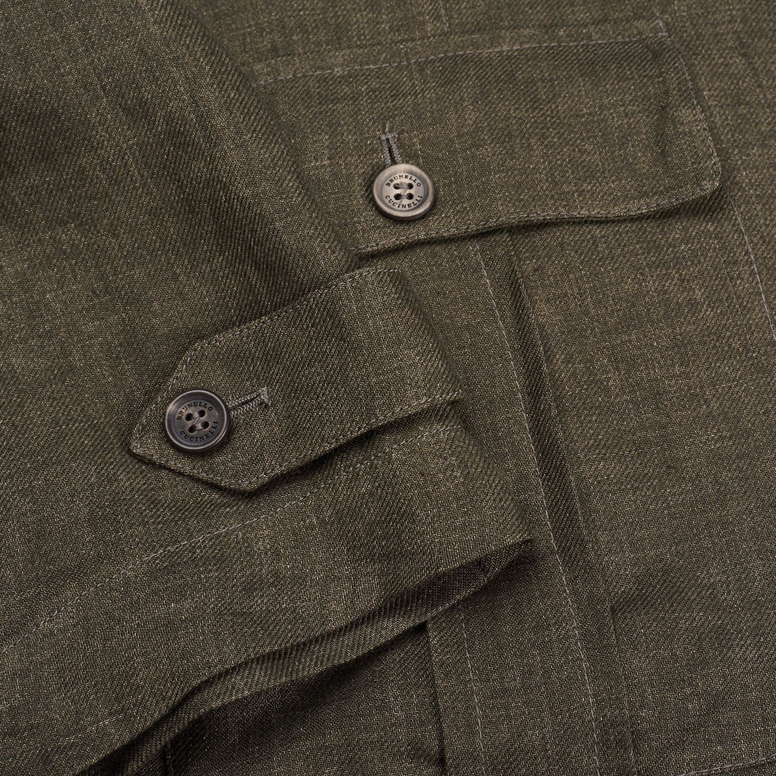 Brunello Cucinelli BRUNELLO CUCINELLI Olive Green Linen Safari Field Jacket Size US M / EU 48-50 / 2 - 4 Thumbnail