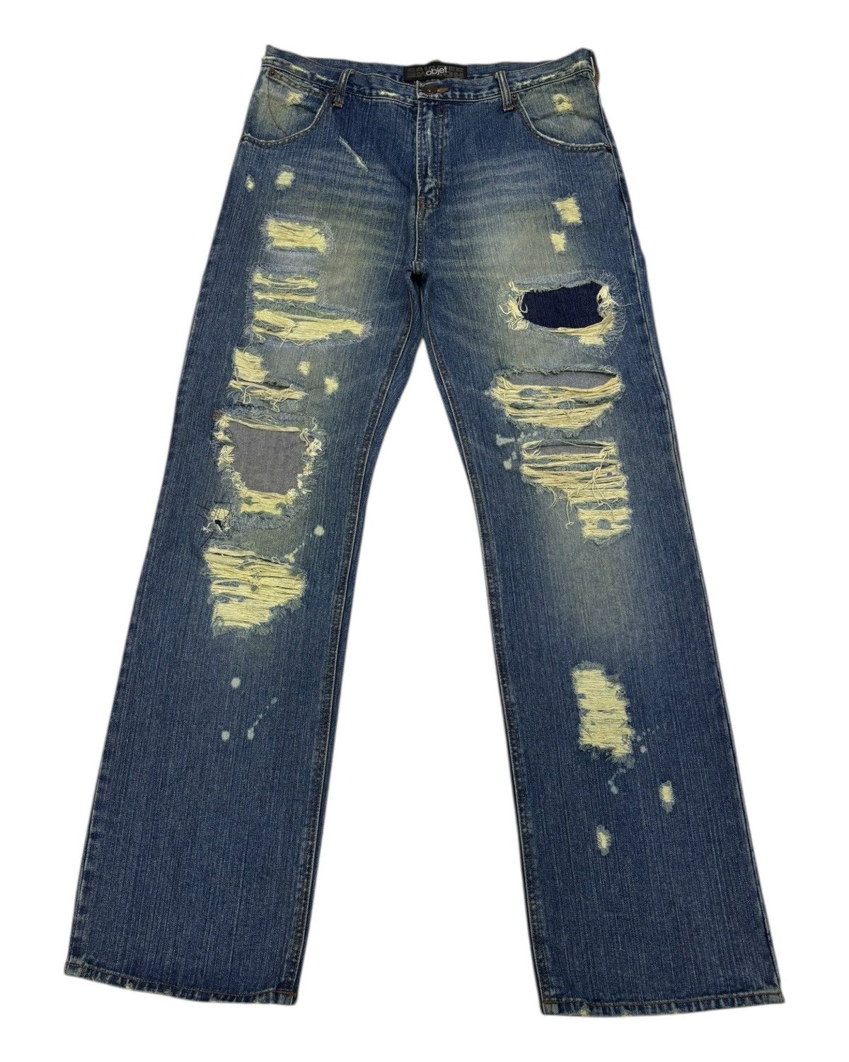 Gaultier Homme Objet × Jean Paul Gaultier GAULTIER HOMME OBJET BORO PATCHWORK CUSTOM MADE RIPPED JEANS Size US 34 / EU 50 - 1 Thumbnail
