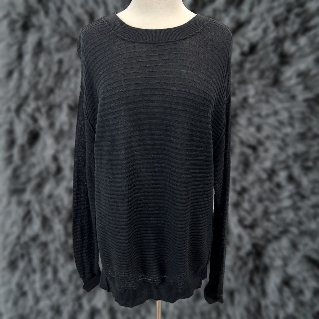 Vintage Sundance Black Oversized Ribbed Sweater Women’s Large Pullover Classic Size L / US 10 / IT 46 - 1 Thumbnail