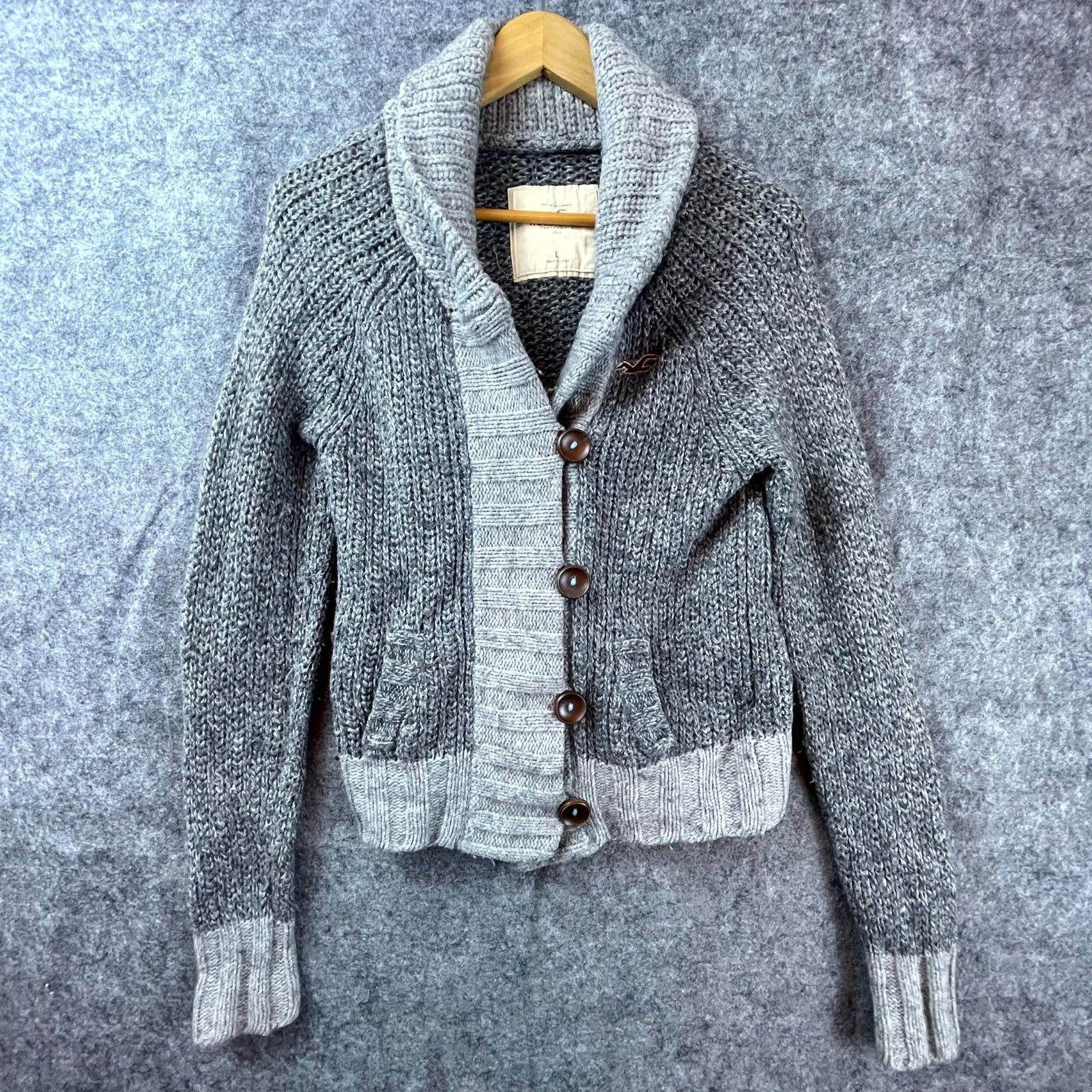 Hollister Hollister Cardigan Sweater Womens Large Gray Y2K Shawl Size L / US 10 / IT 46 - 1 Thumbnail