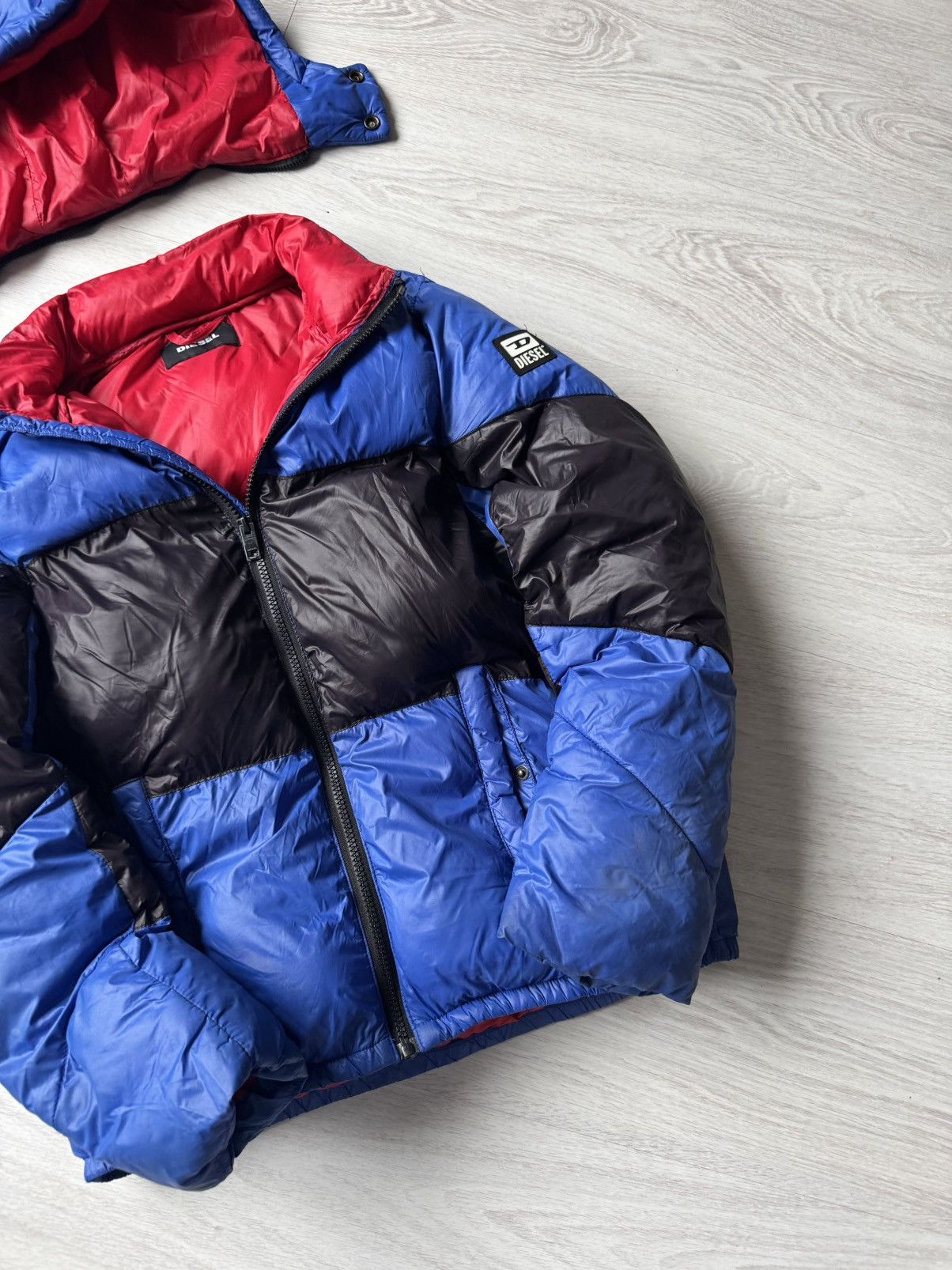 Diesel Diesel Colorblock Puffer Jacket Blue Black Red Hooded Size US S / EU 44-46 / 1 - 6 Thumbnail