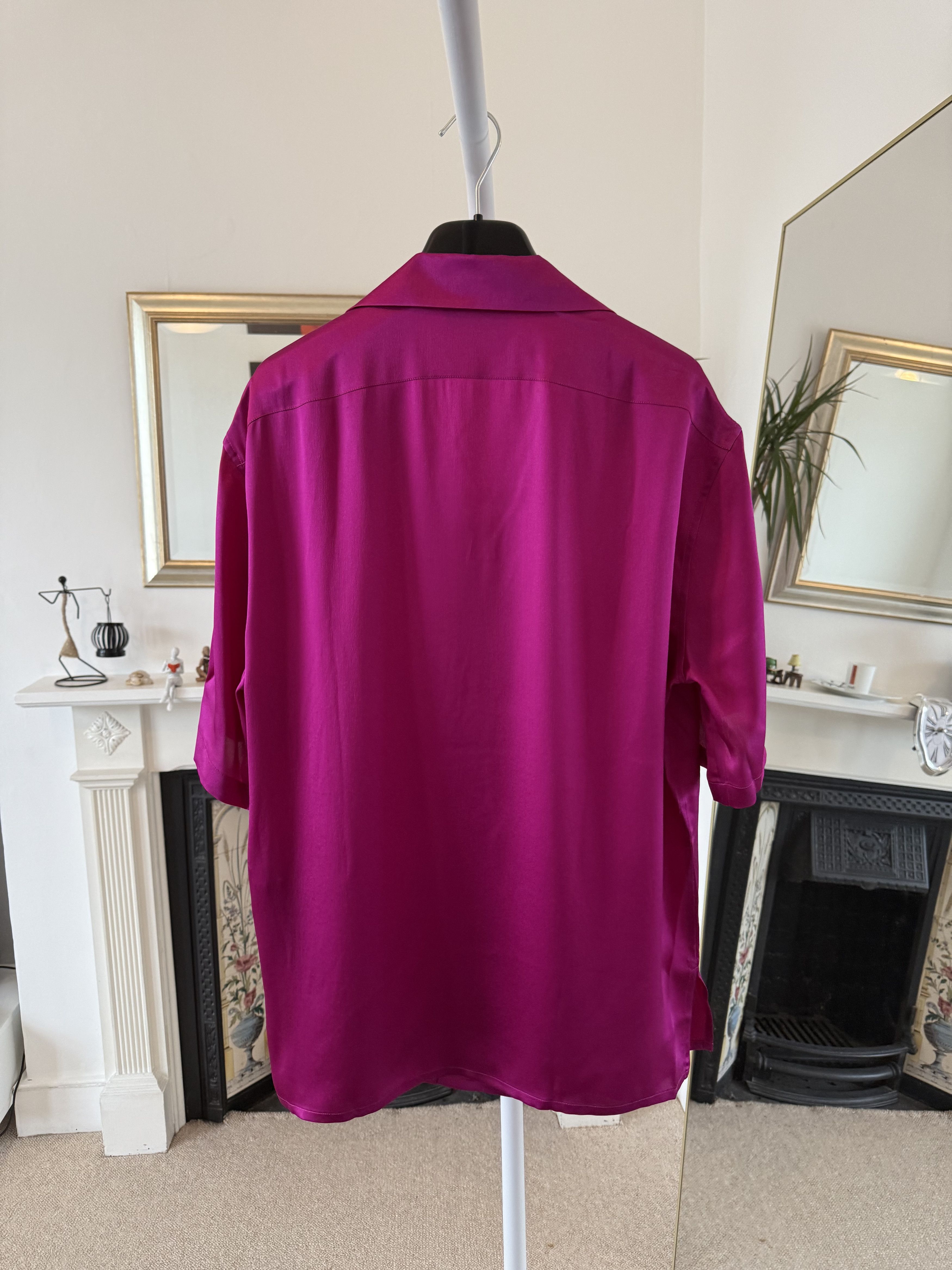 Saint Laurent Paris FW22 Saint Laurent Satin Open Collar Pink Silk Shirt Size US XXL / EU 58 / 5 - 5 Thumbnail