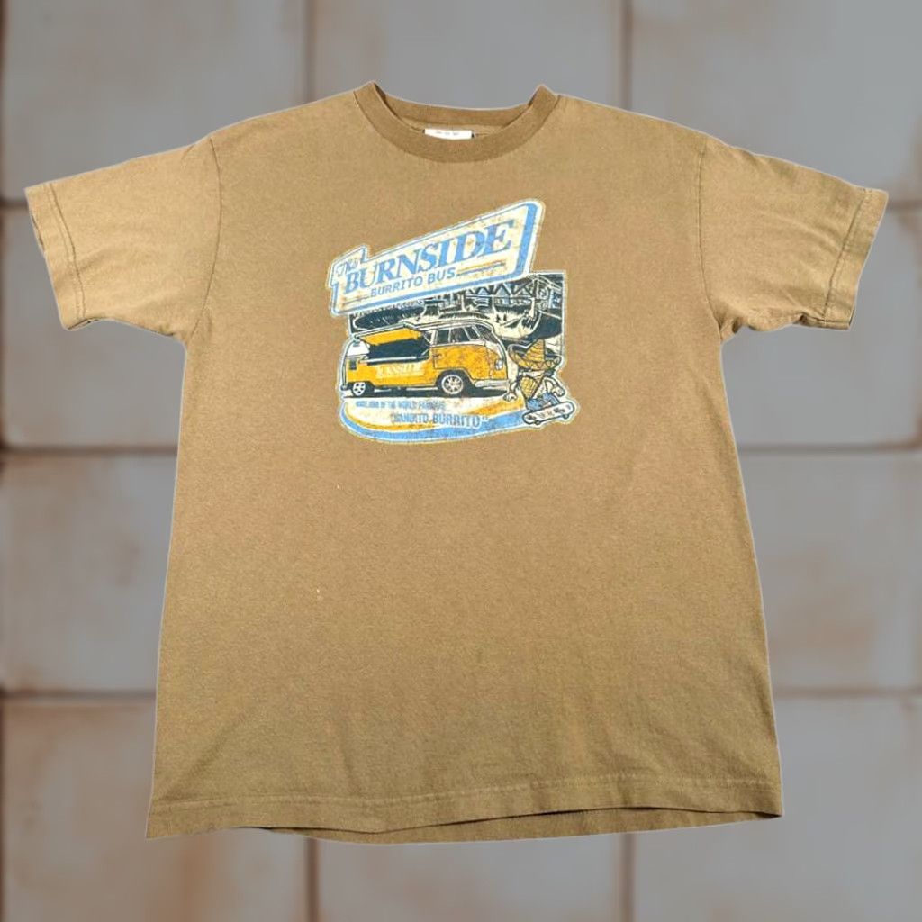 Burnside VINTAGE Now & Zen Burnside Burrito Bus Food Truck Shirt Adult Medium Brown Crew Neck Short Sleeve Cotton 90s Y2K Mens Size US M / EU 48-50 / 2 - 1 Thumbnail