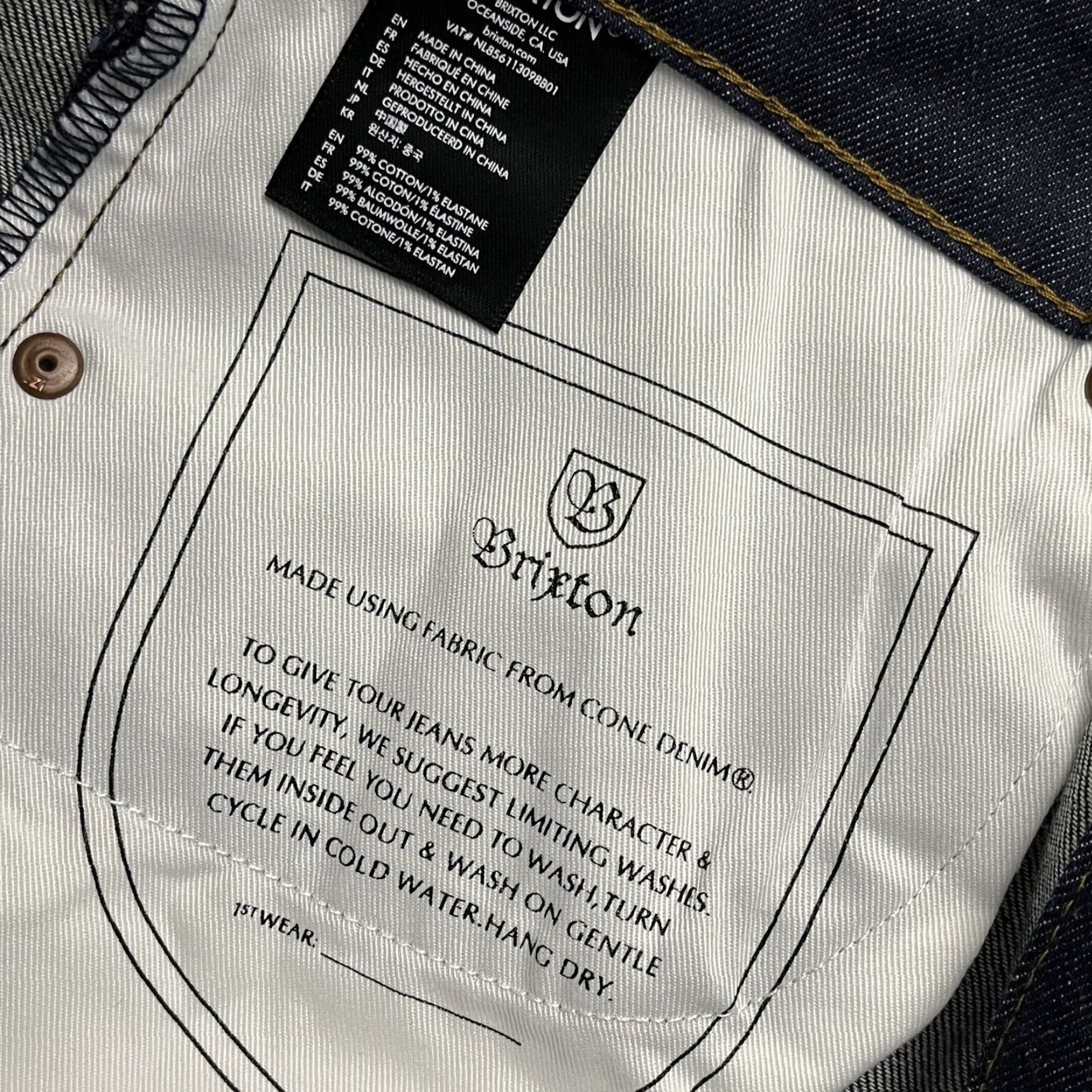 Brixton Brixton Reserve Jeans Mens 33 x 32 Indigo Blue Cone Denim Skater Button Fly 5-Pocket Mens Size US 33 - 2 Thumbnail