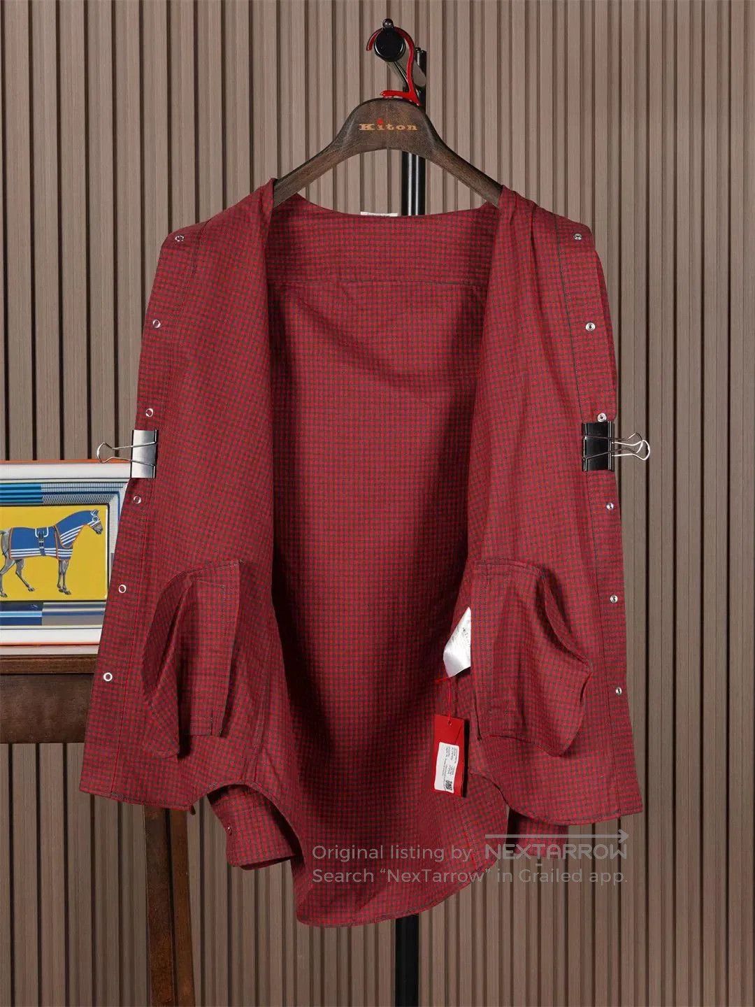 Kiton Kiton Red Flannel Hooded Jacket. Size US M / EU 48-50 / 2 - 3 Thumbnail