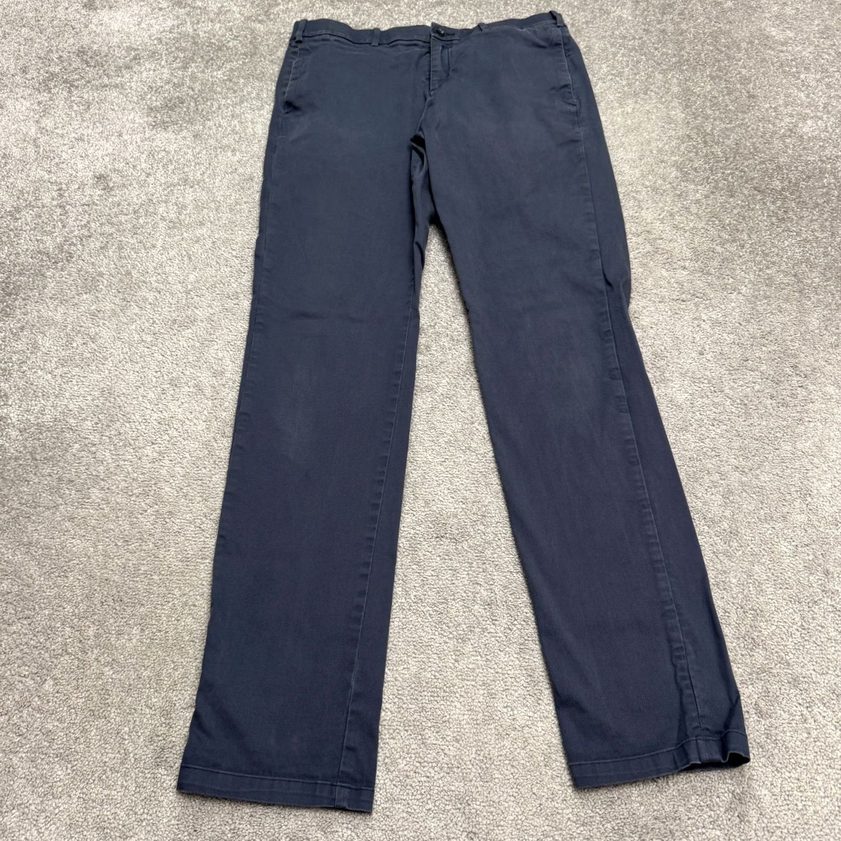 Vintage Hill City Everyday Chino Pants Mens 34x36 Navy Blue Cotton Flat Front Casual Shirt Pants Black? Size US 34 / EU 50 - 2 Thumbnail