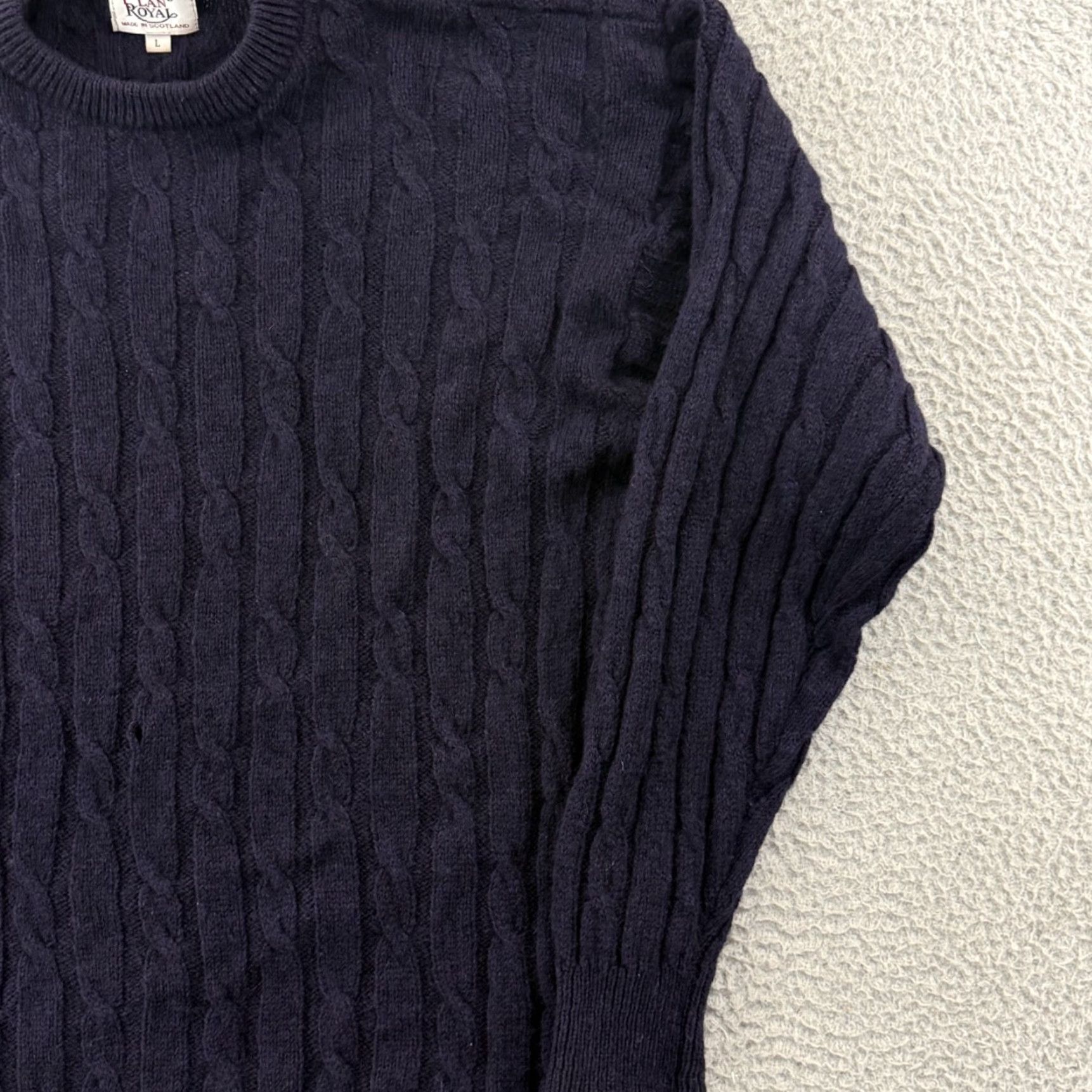 Vintage VINTAGE Clan Royal Sweater Men Large Blue Wool Fisherman 90s Cable Knit Pullover Size US L / EU 52-54 / 3 - 5 Thumbnail