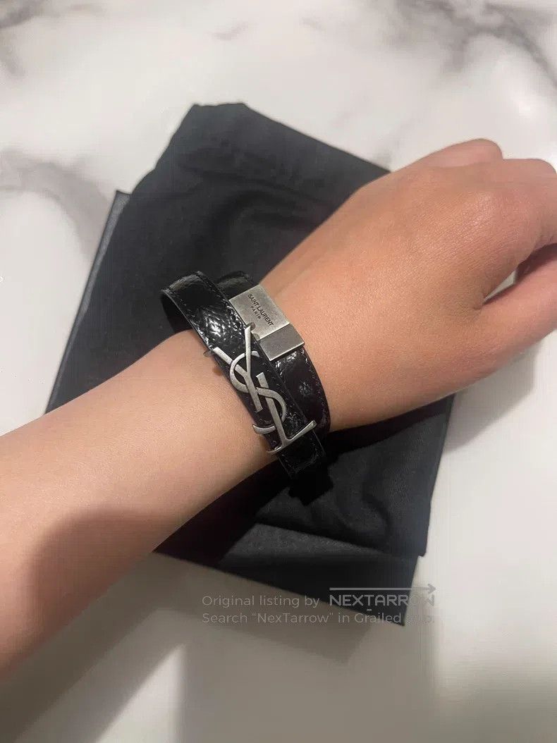 Saint Laurent Paris Saint Laurent Paris Black leather wristband Size ONE SIZE - 5 Thumbnail
