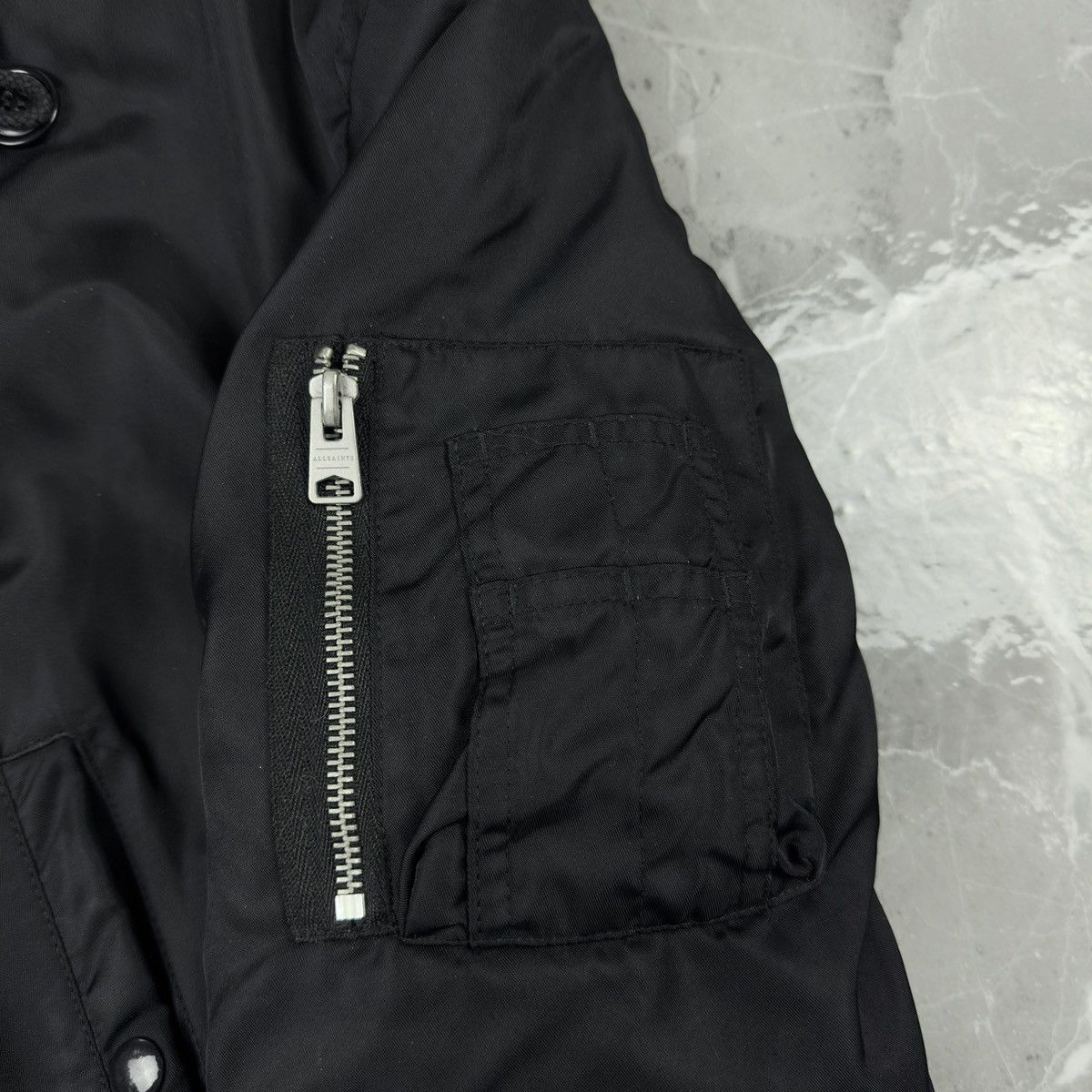 Allsaints All Saints Black Otis Bomber Jacket Size M Black Fur N-2b Size US S / EU 44-46 / 1 - 8 Thumbnail