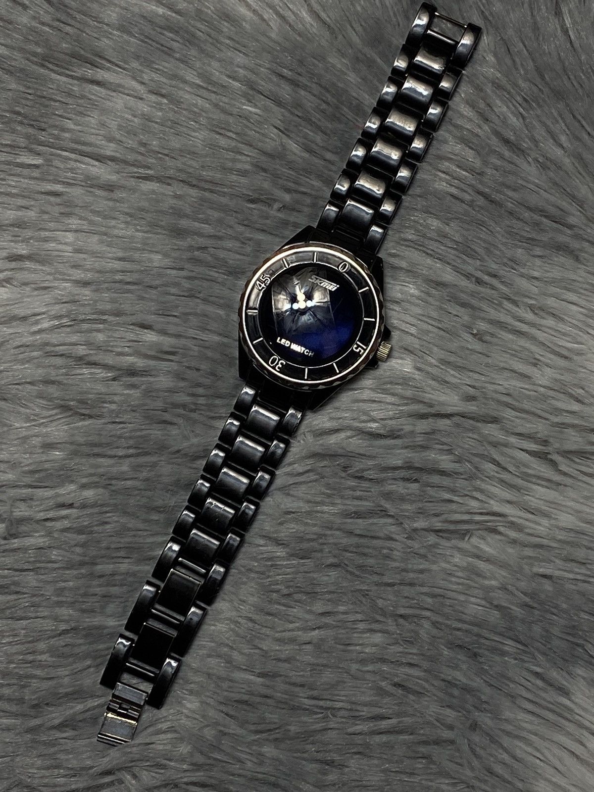 Japanese Brand Sleek LED Watch, Black Metal Strap - Japanese Brand Size ONE SIZE - 6 Thumbnail
