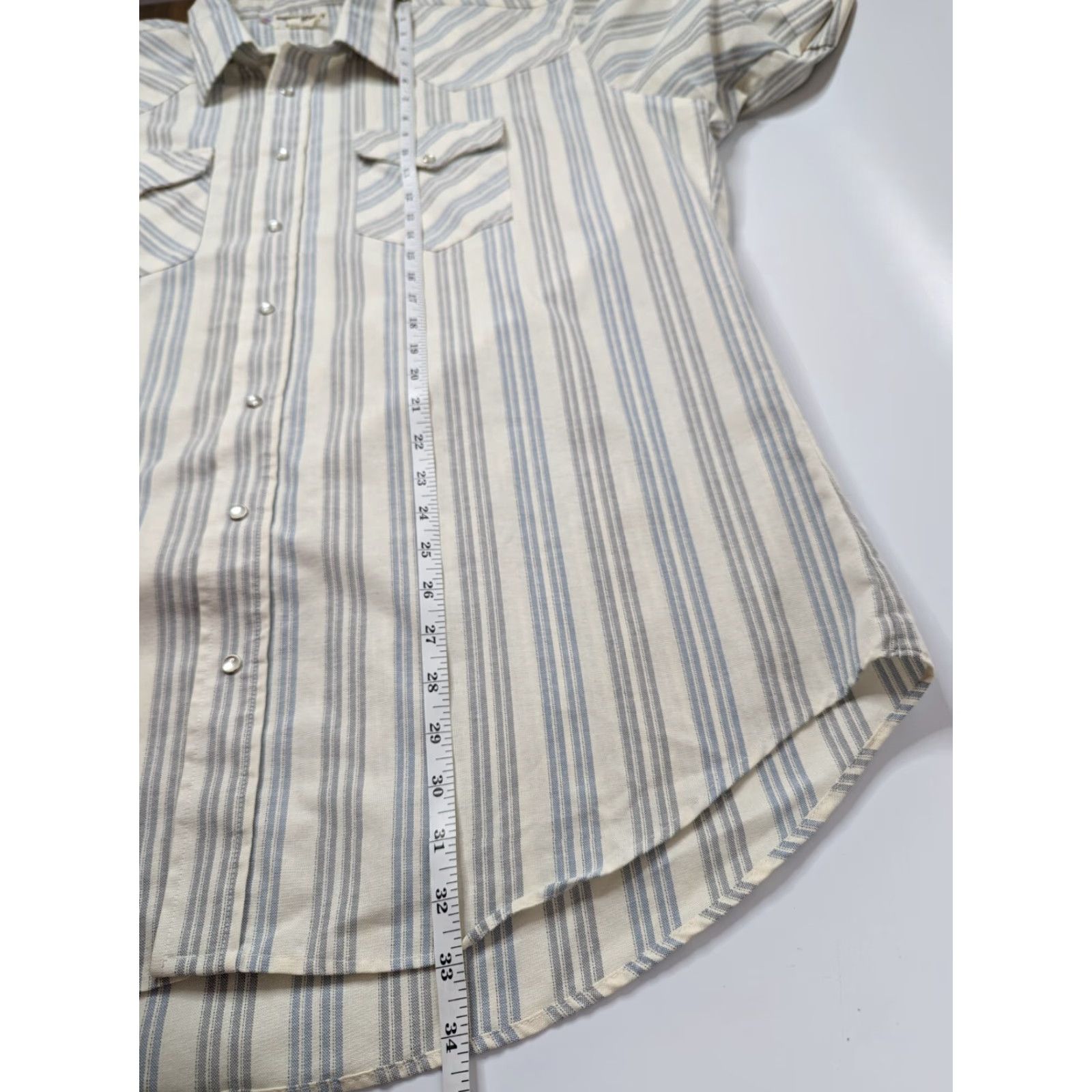 Vintage VINTAGE Ruddock Western Pearl Snap Shirt Big 18.5 65%polyester/35% Cotton Beige Short Sleeve Striped Button-Up Made in USA Mens Big & Tall Size US XXL / EU 58 / 5 - 5 Thumbnail