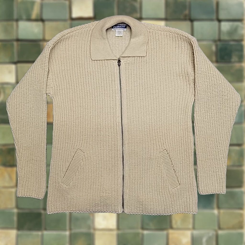 Pendleton VTG Pendleton Sweater Cardigan Men M Cream 100% Virgin Wool Zip Made in USA Wool Neck Collared Knit All Seasons USA Vintage Mens Size US M / EU 48-50 / 2 - 1 Thumbnail