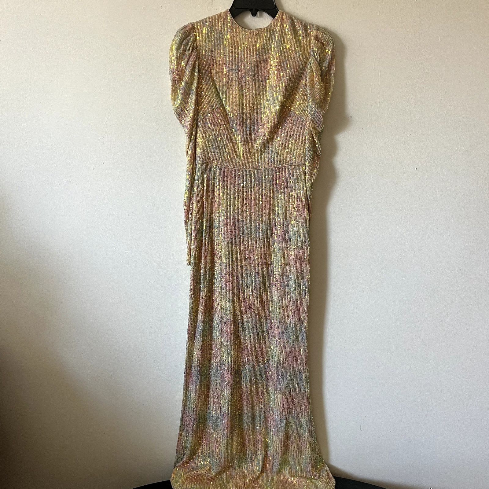 MACH & MACH Mac Duggal sequin maxi dress long sleeve Size 2 gold pink BB Size XS / US 0-2 / IT 36-38 - 1 Thumbnail
