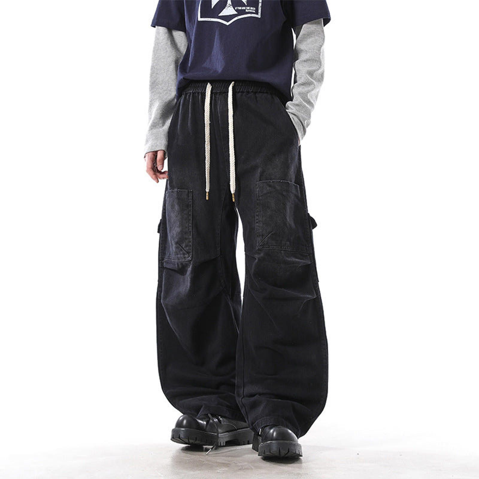 Vintage Black Wide Leg Cargo Pants, Baggy Fit Size US 30 / EU 46 - 1 Thumbnail