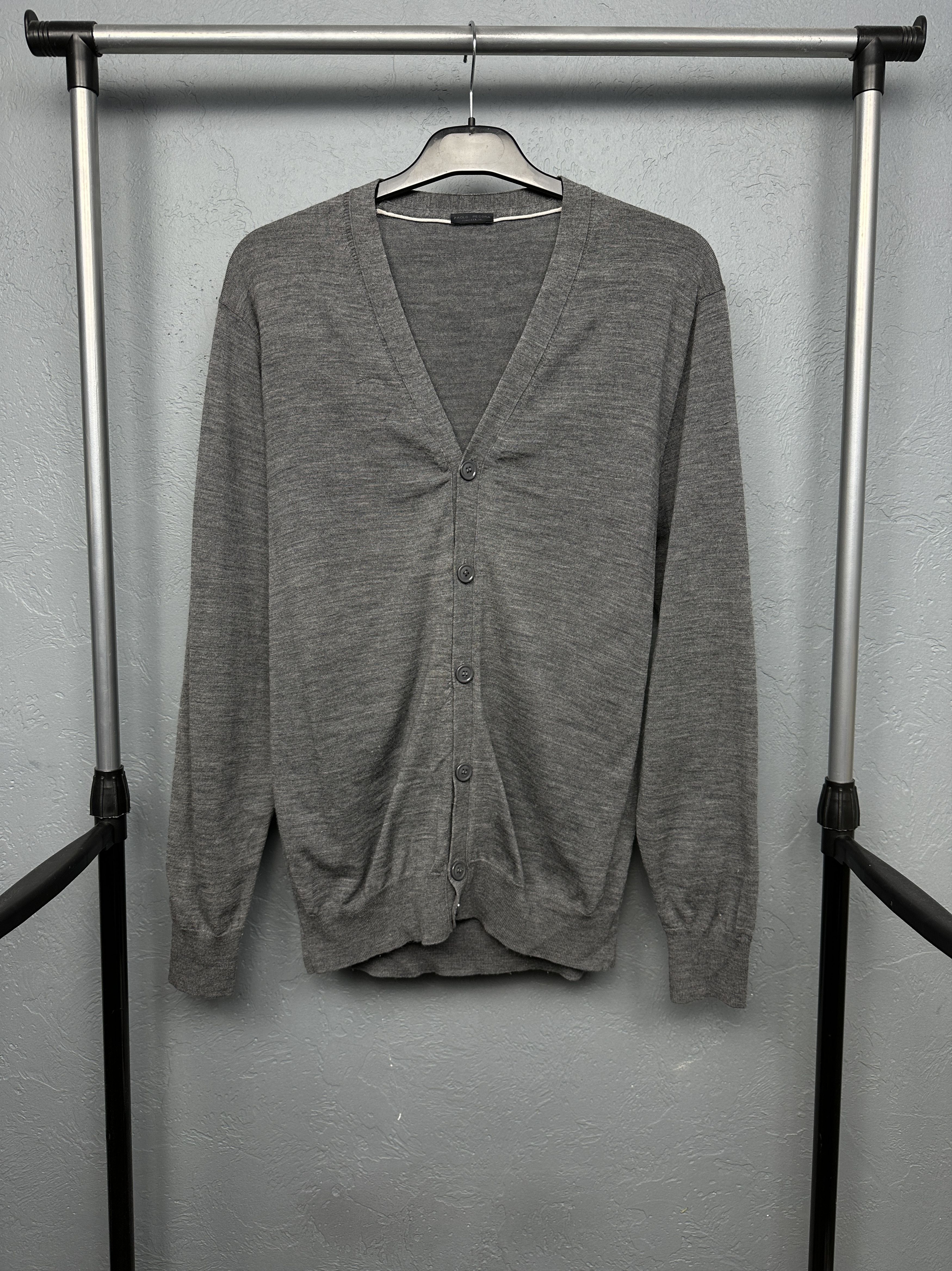 Paolo Pecora Paolo Pecora Mens Wool Cardigan Sweater Size US XL / EU 56 / 4 - 1 Thumbnail