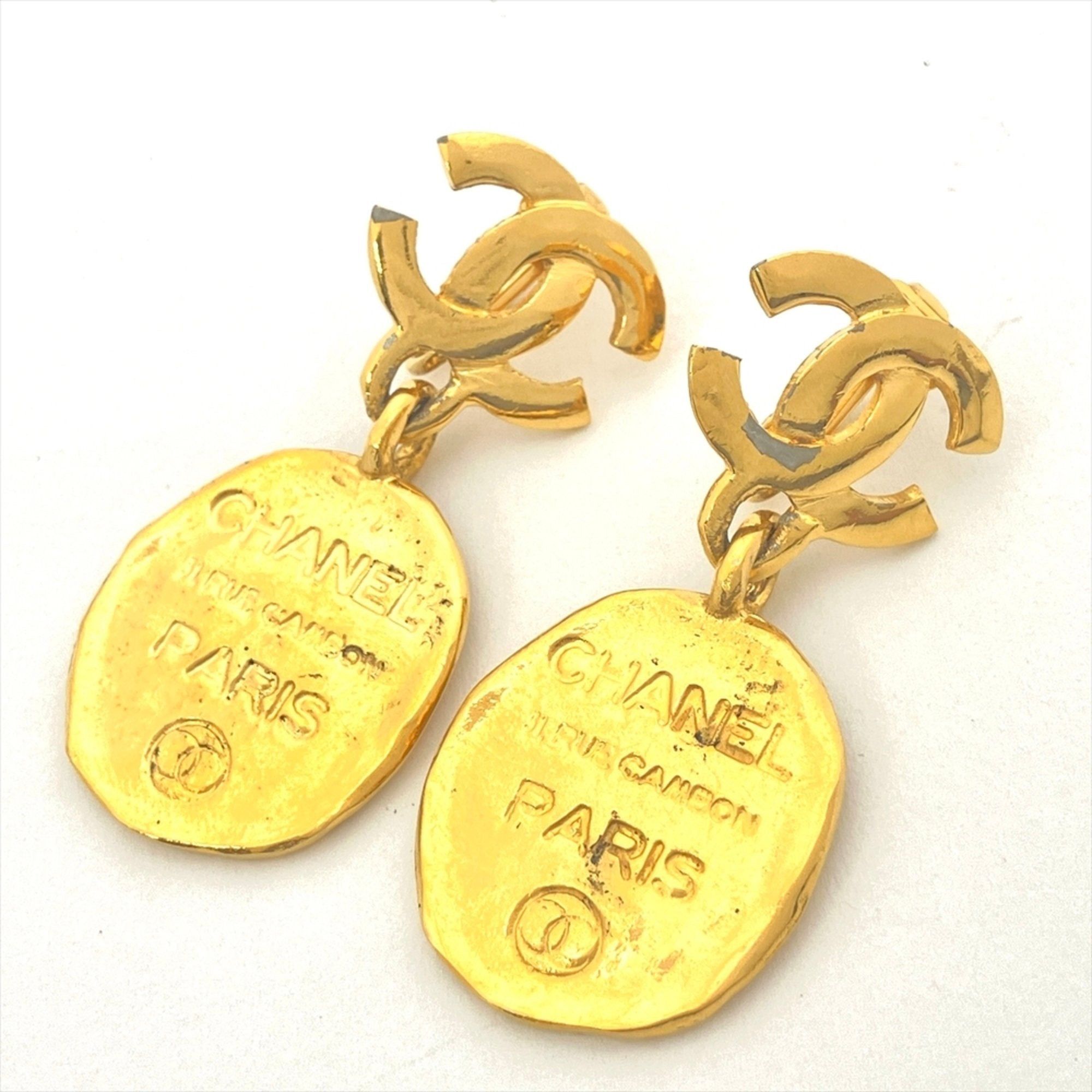 image of Chanel Coco Mark Cambon Plate Earrings Gp Gold It6B6449If6V, Women's