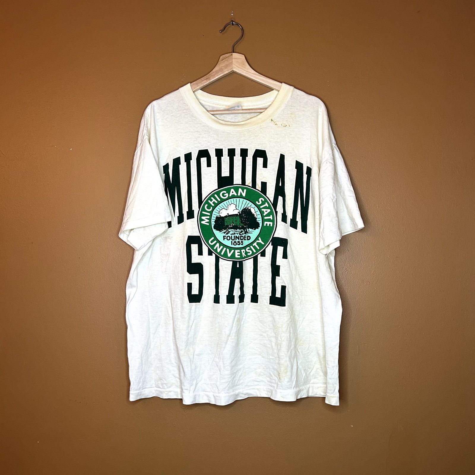TEE JAYS × Vintage Vintage 90s Michigan State T-Shirt Super stained XL Size US XL / EU 56 / 4 - 1 Thumbnail