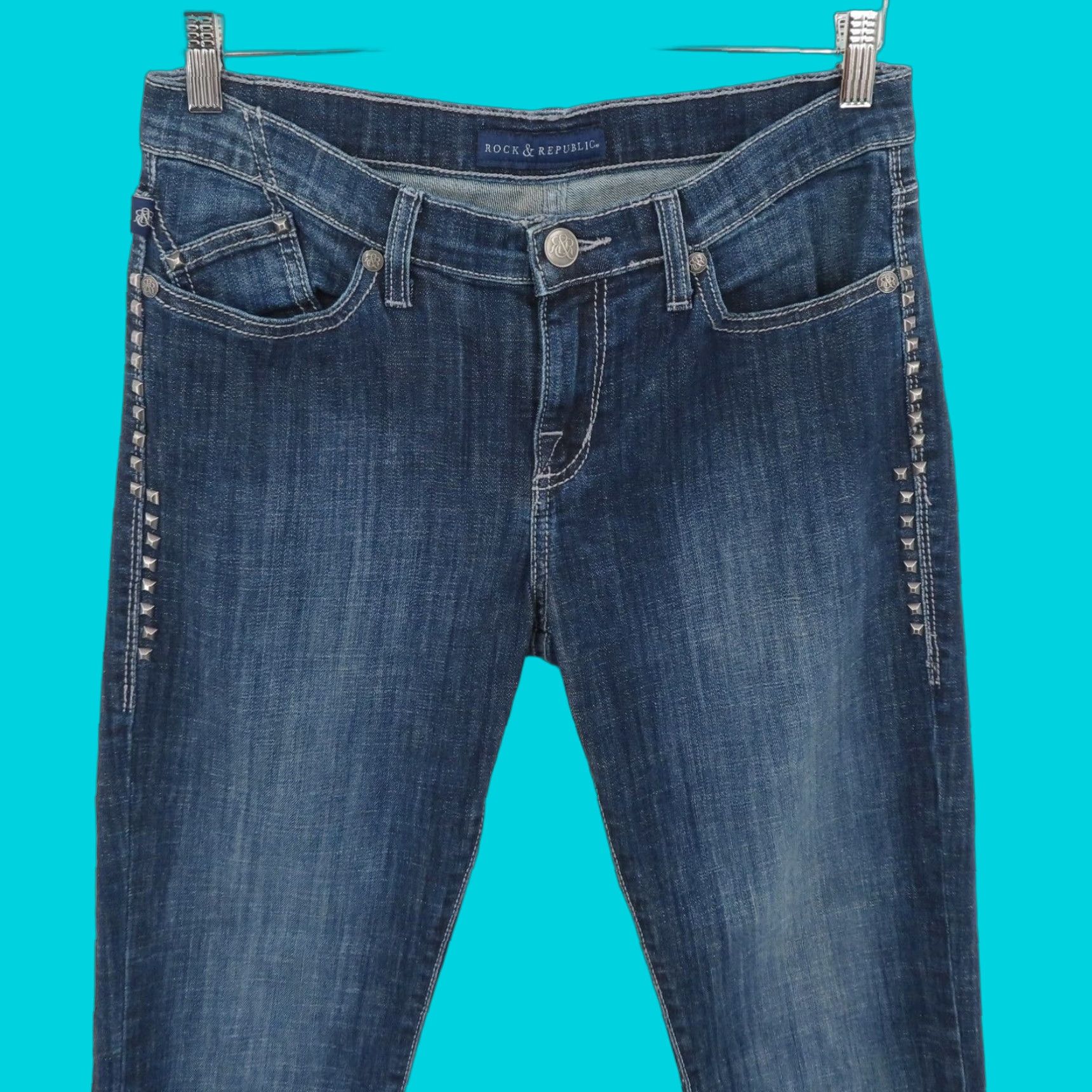 Vintage Rock & Republic Jeans Womens 10 Kasandra Denim Bootcut 5-Pocket Cotton Blend Blue Dark Wash Version: Regular Size 10 Mens Womens? Size 32" / US 10 / IT 46 - 1 Thumbnail