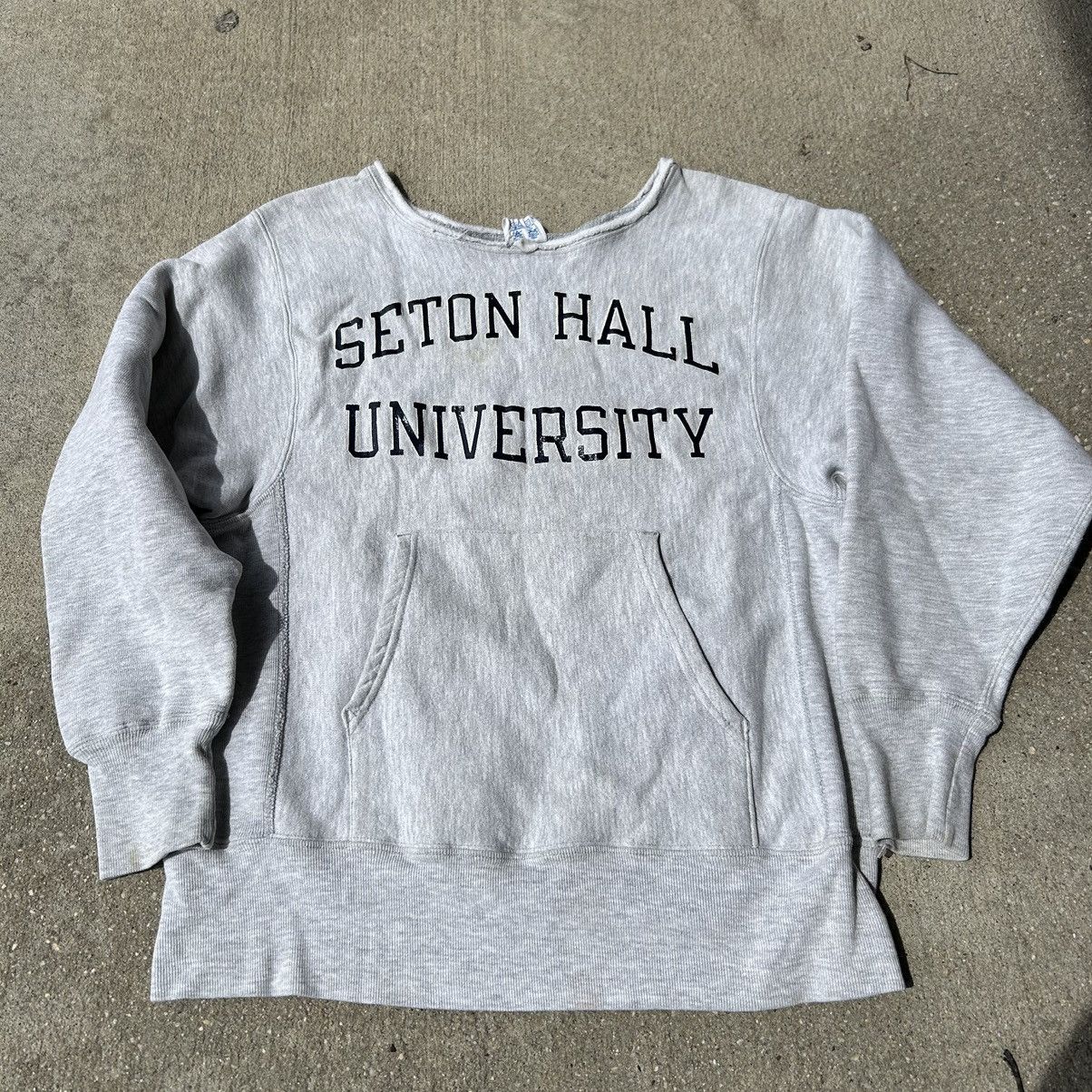 image of American College x Champion 80's Seton Hall University Champion Reverse Weave in Grey (Size Small)