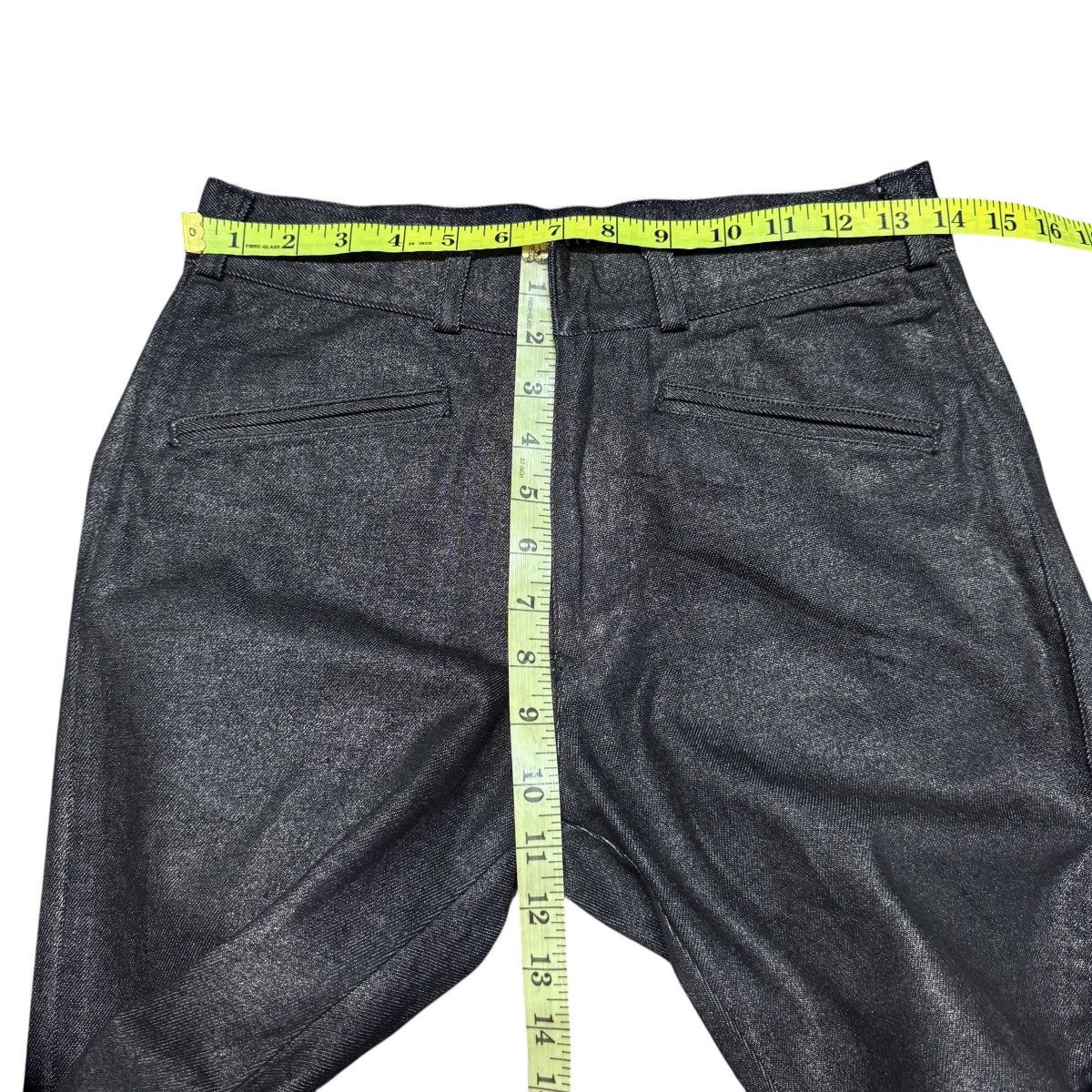 Japanese Brand PARANOID Black Waxed Shining Denim Flare Jeans Size US 28 / EU 44 - 16 Thumbnail
