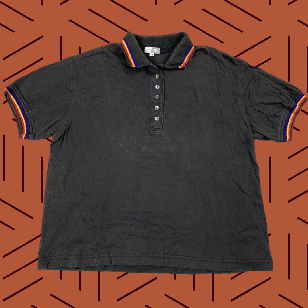 Vintage VINTAGE 90s HANASPORT CROPPED BUTTON RINGER COLLAR GOLF POLO SHIRT BLACK WOMENS XL Size XL / US 12-14 / IT 48-50 - 1 Thumbnail