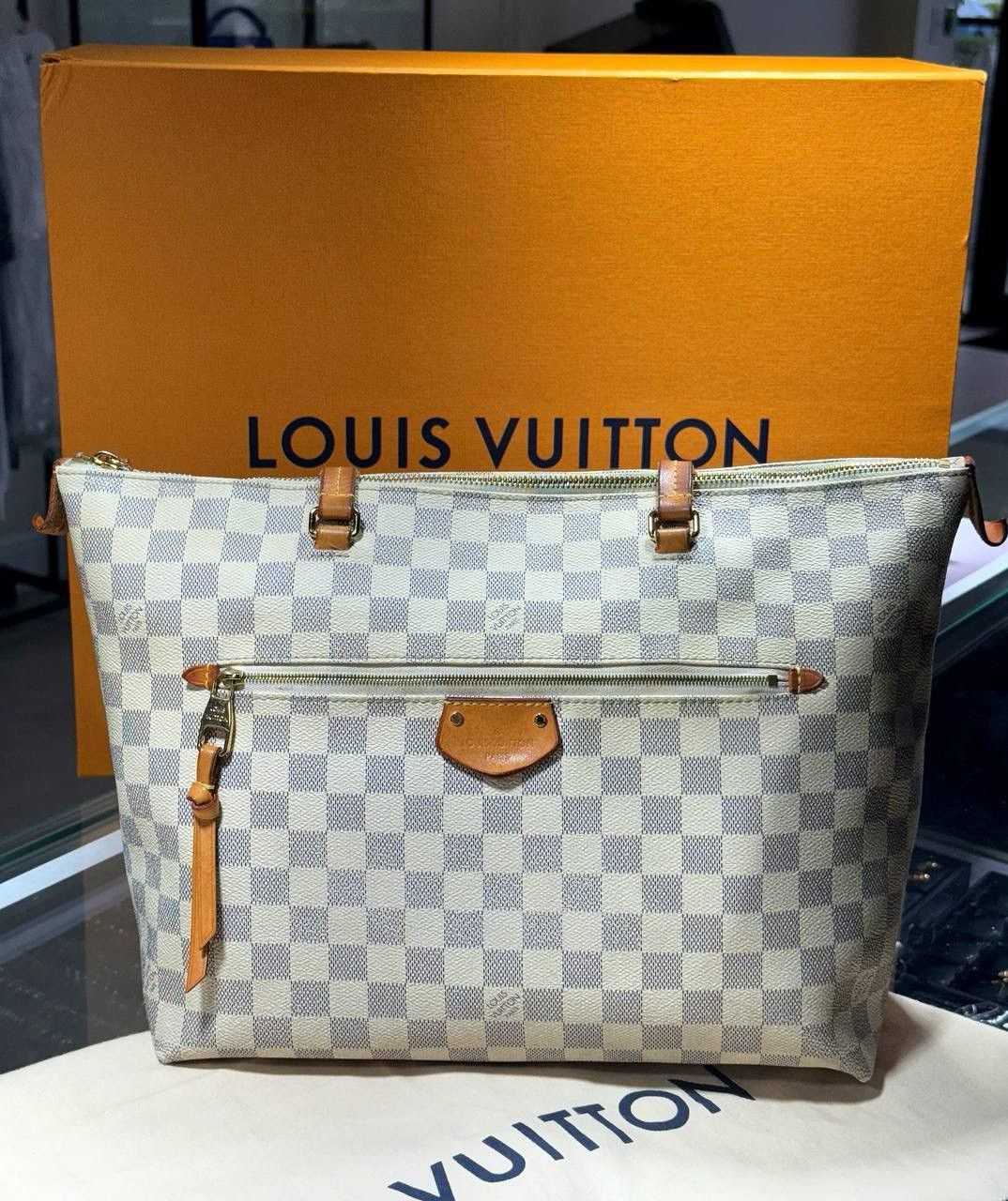 Louis Vuitton AUTH LOUIS VUITTON Iena MM Damier Azu Tote Bag Box Dust Azur Size ONE SIZE - 1 Thumbnail