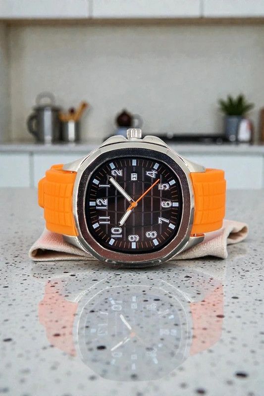 Other Steel 42mm Sport Aquanaut Watch Orange Silicone Strap Size 42 - 1 Thumbnail