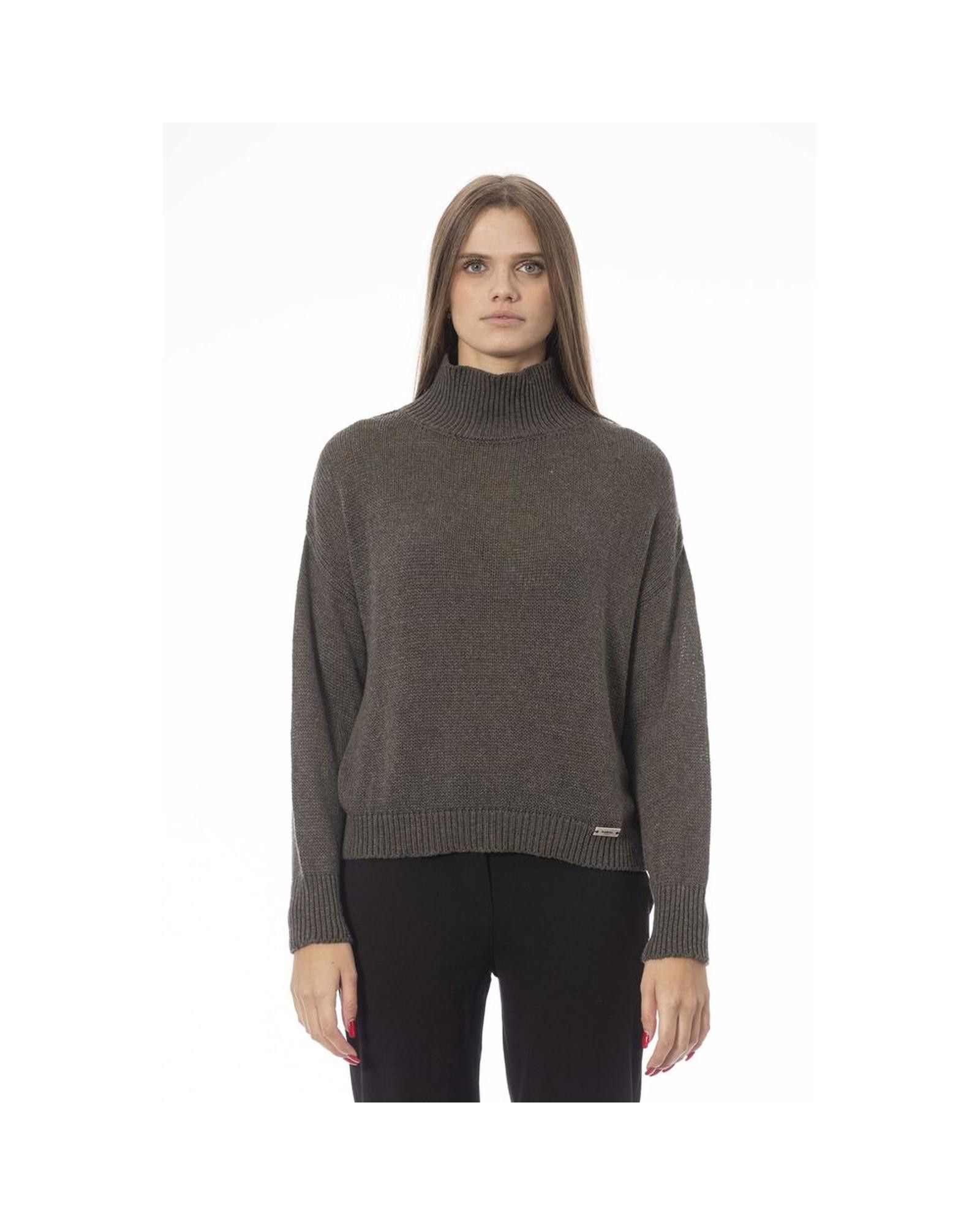 image of Baldinini Viscose Volcano Neck Sweater in Green, Women's (Size Small)