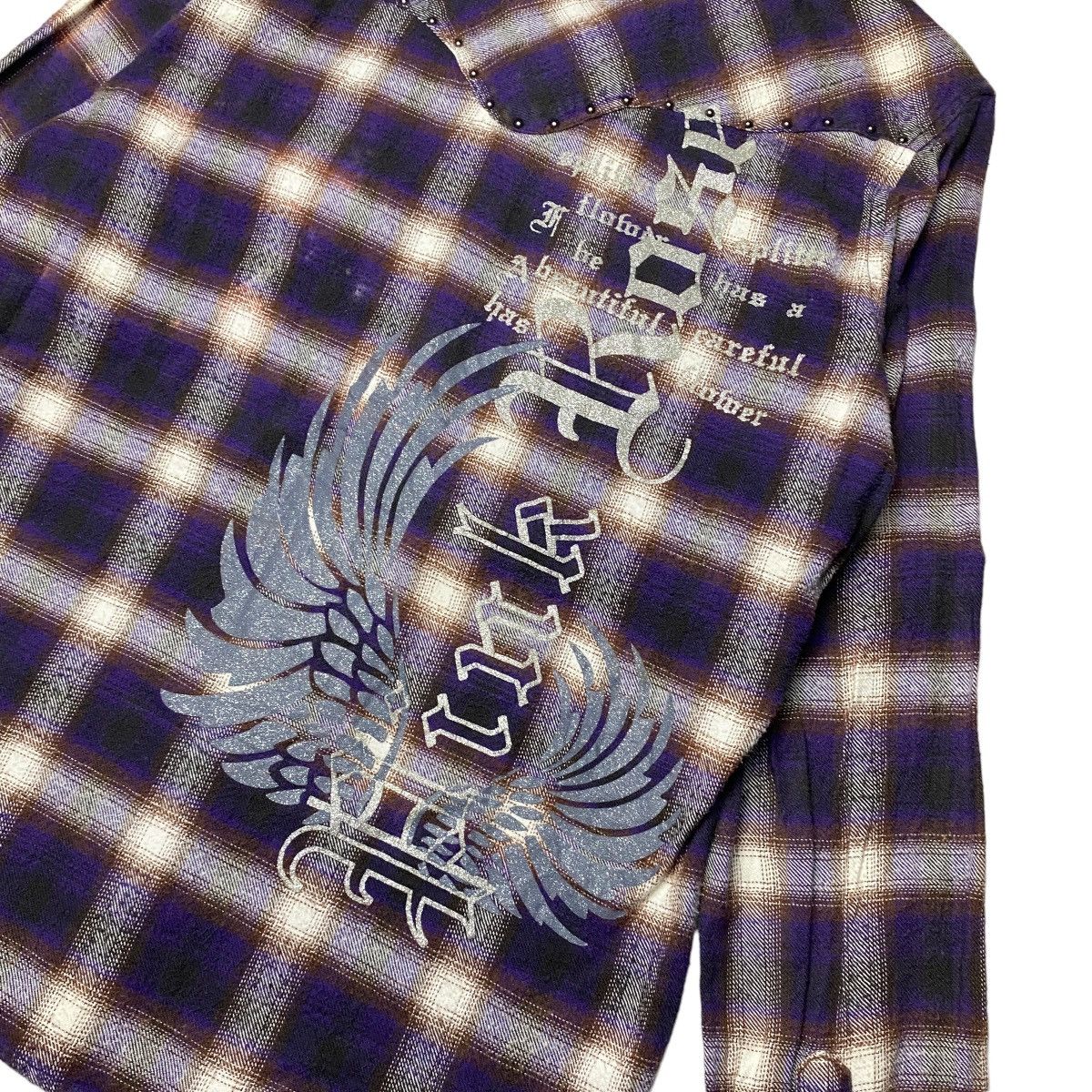 Hysteric Glamour 2000's Lad Studded Tribal Wing Poem Shirts Size US M / EU 48-50 / 2 - 2 Thumbnail