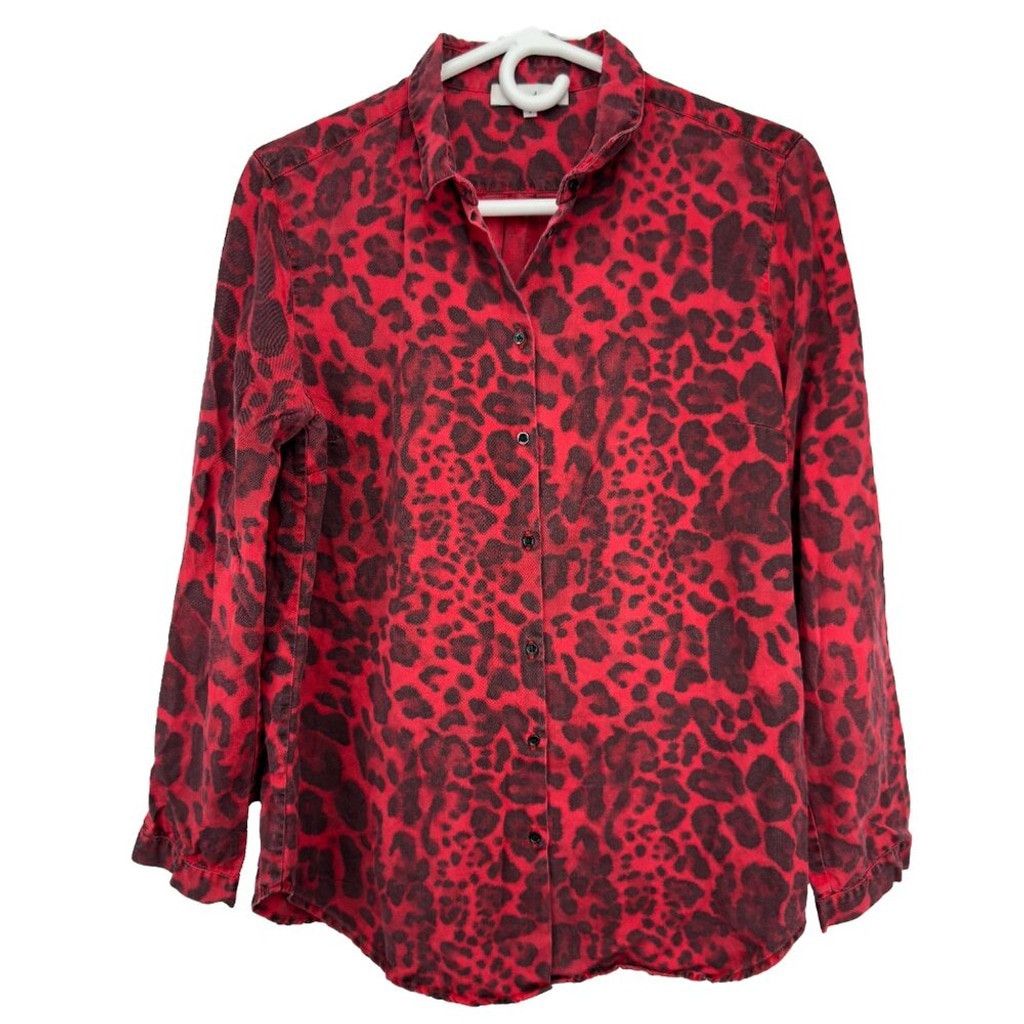 Sandro SANDRO French Red Button Down Maximalist Animal Shirt sz 2 M Size L / US 10 / IT 46 - 1 Thumbnail