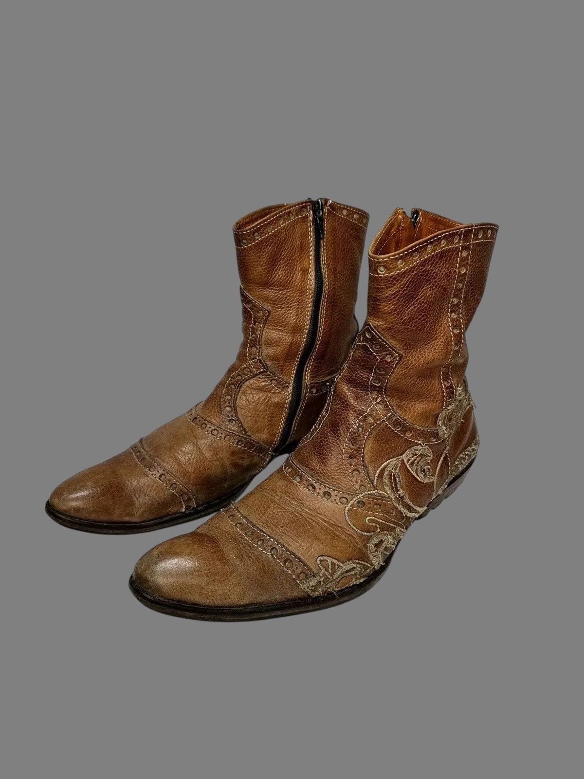 Guidi Brown Leather Military Boots Vintage AS98 Western Archive Size US 7 / EU 40 - 3 Thumbnail
