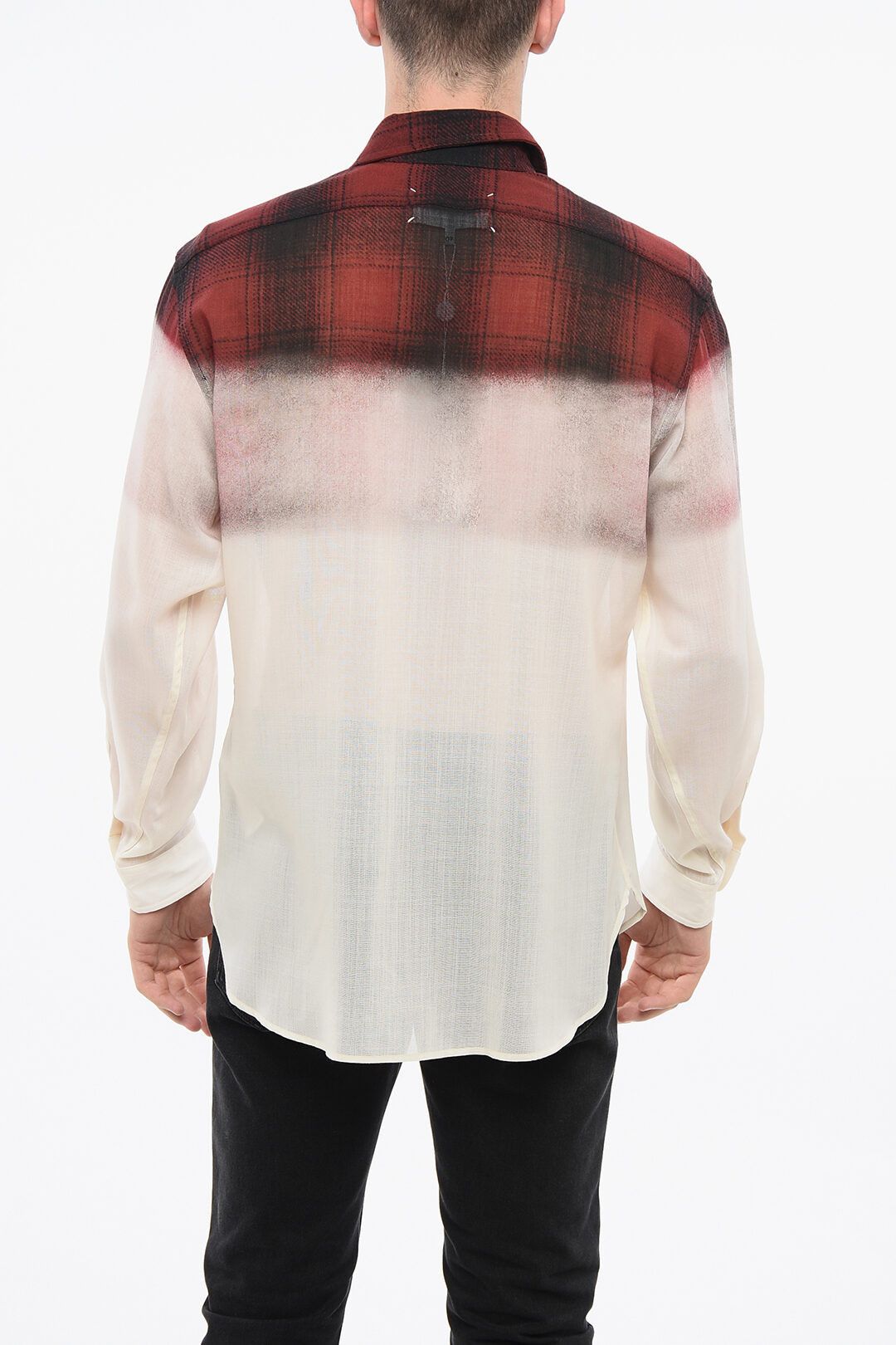 Maison Margiela og1mm0825 Gradient Effect Wool Casual Shirt in Multicolor Size US M / EU 48-50 / 2 - 2 Thumbnail
