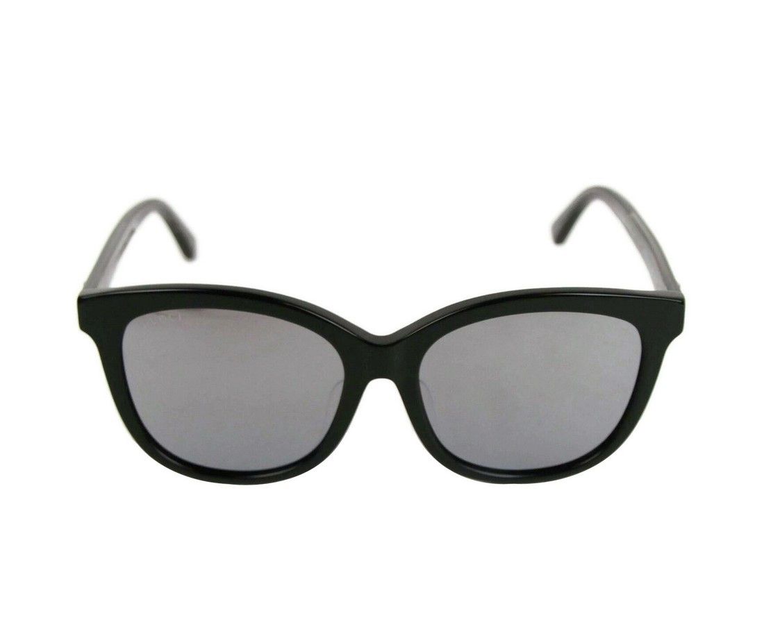 Gucci Women's Shiny Black Acetate Grey Reflective Lenses Size ONE SIZE - 1 Thumbnail
