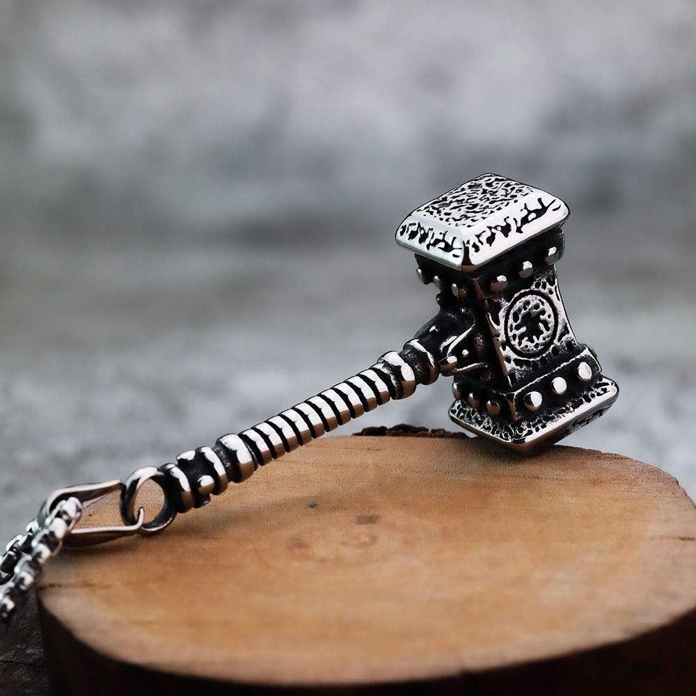 Vintage Viking Solid Hammer Double-Sided Pendant Necklace Size ONE SIZE - 1 Thumbnail