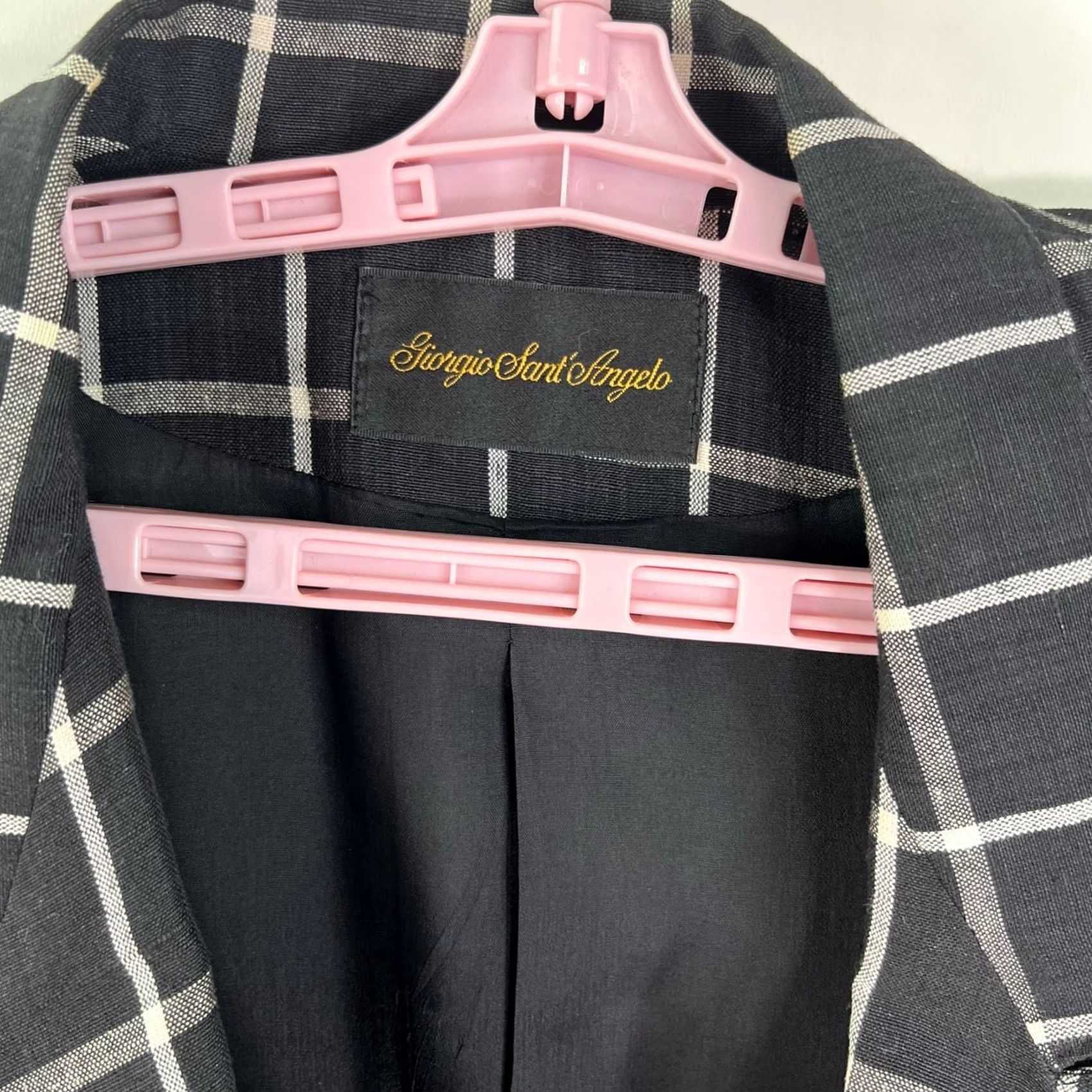 Vintage VINTAGE Gorgio Sant Angelo Window Blazer Women's Black Check-Print Size 10 Linen Size L / US 10 / IT 46 - 3 Thumbnail