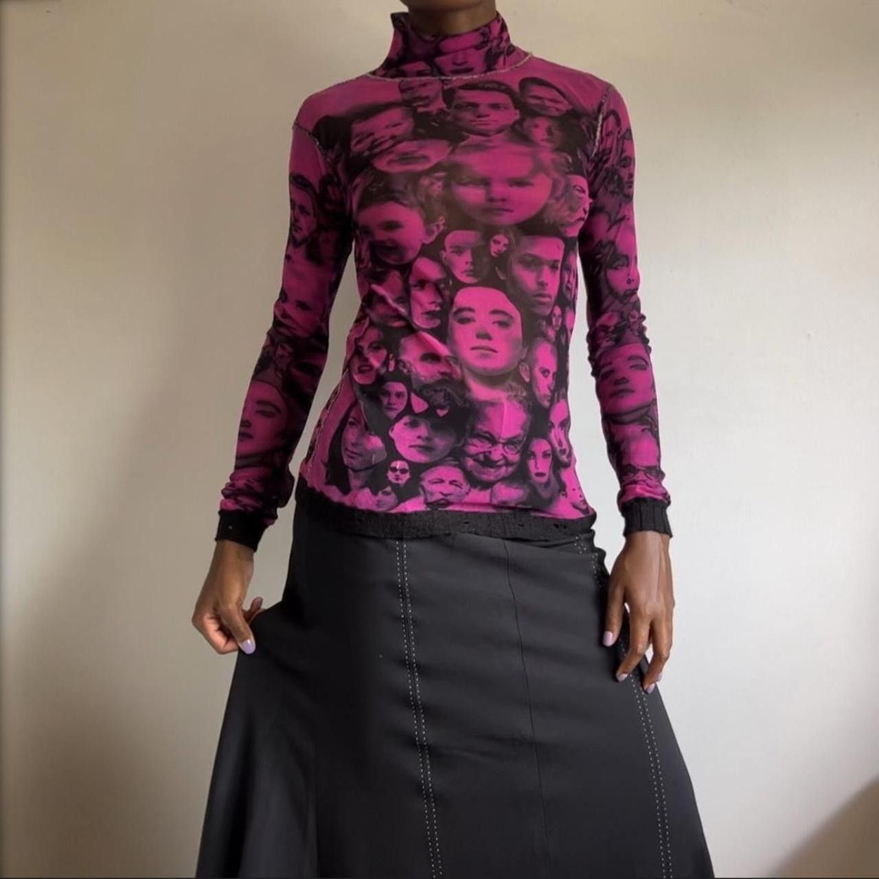 Jean Paul Gaultier Vintage Jean Paul Gaultier Faces Mesh Top Size L / US 10 / IT 46 - 2 Thumbnail