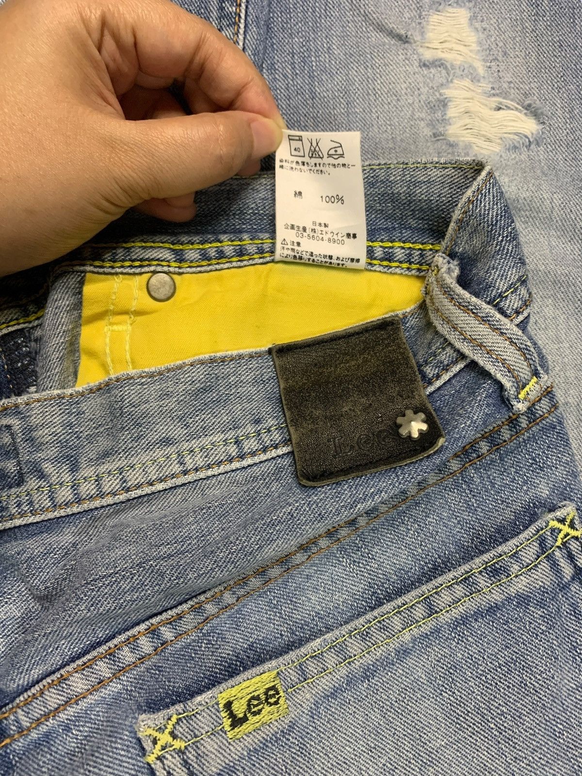 Lee Vintage Japanese Lee Riders Blue Wash Distressed Flare Jeans Size 32" / US 10 / IT 46 - 10 Thumbnail
