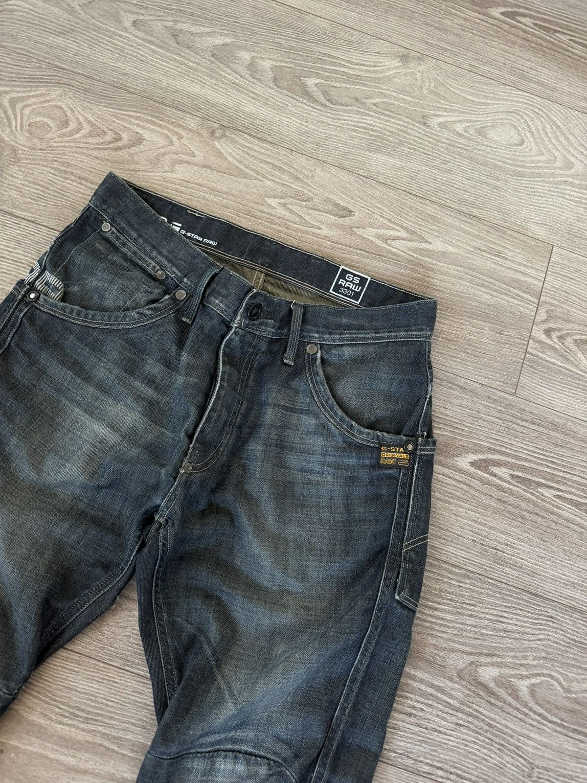 G-Star G Star Raw Denim Big Logo Embroidered Drip Shorts Size US 33 - 10 Thumbnail