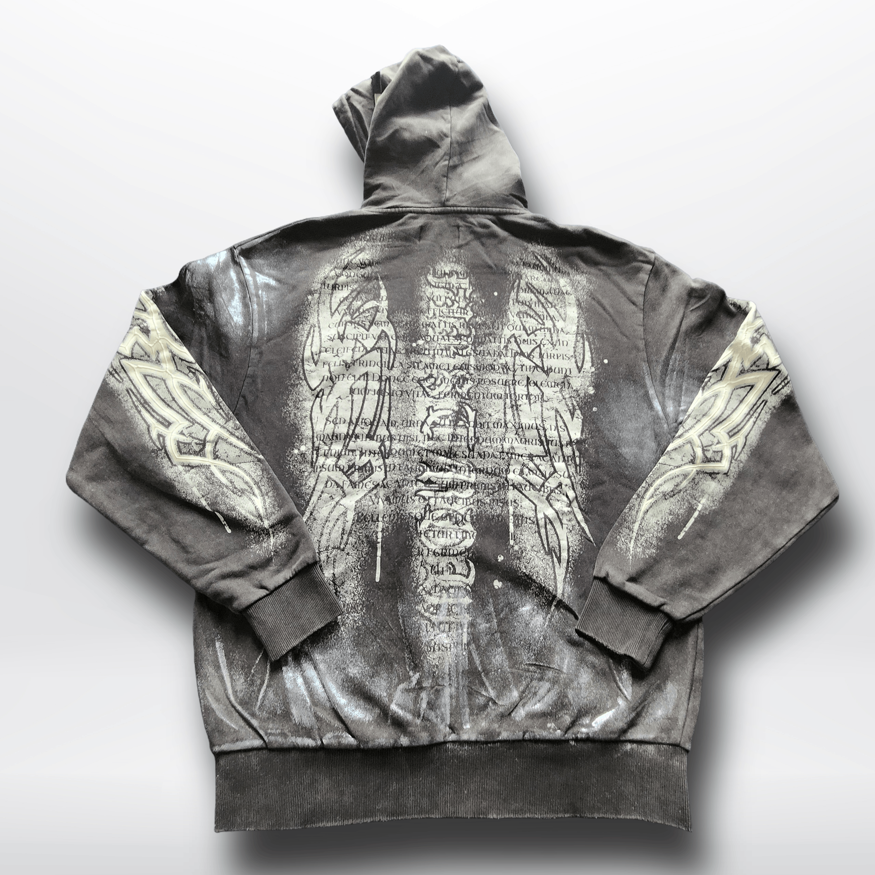 Other First Row Metallic Script Spray-Wash Zip-Up Hoodie Dark Grey Size US L / EU 52-54 / 3 - 2 Thumbnail