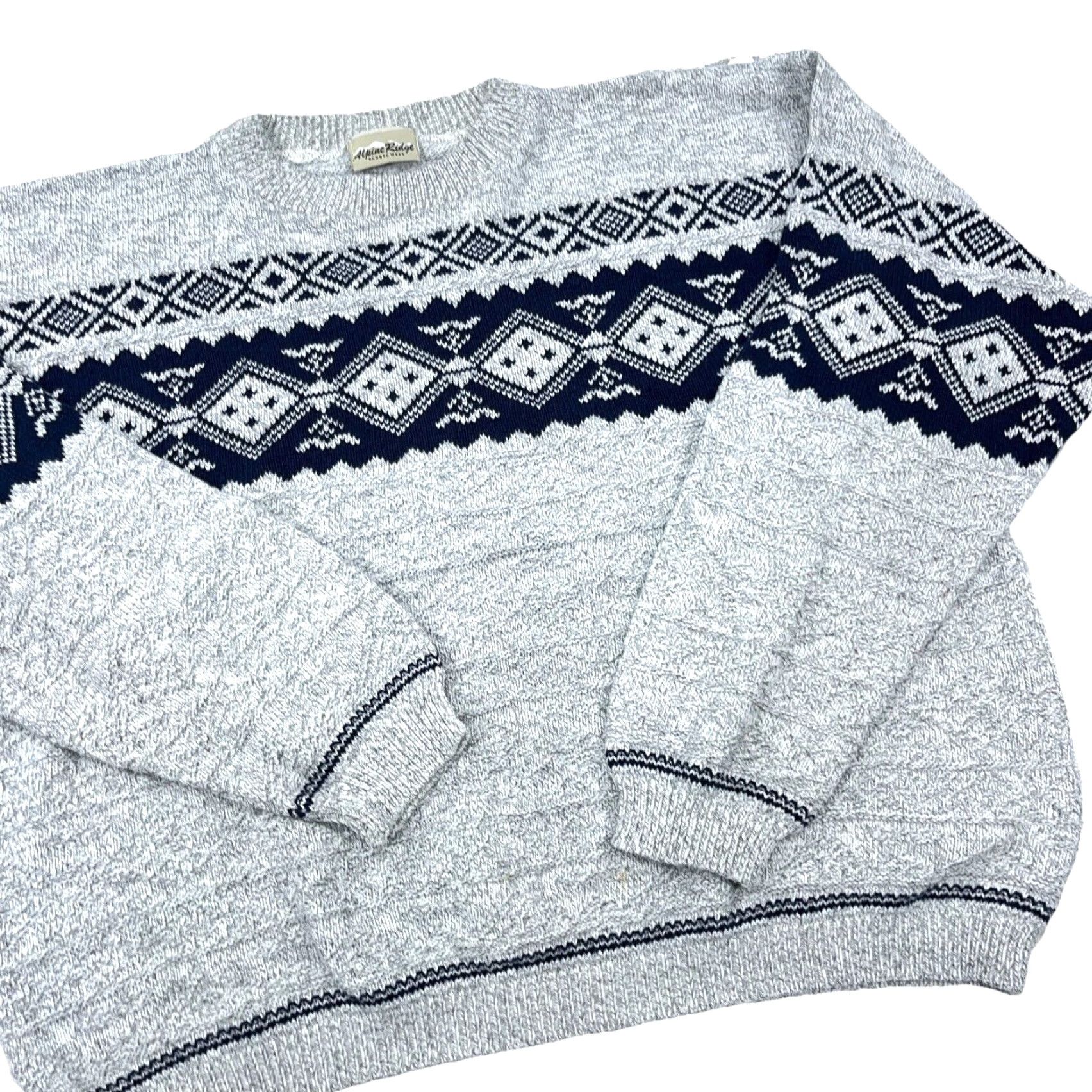 Vintage VINTAGE Alpine Ridge Sweater Men M Gray Blue Knit Nordic 90s Logo Geometric Crew Neck Pullover All Seasons Heavyweight Knitwear Mens Size US M / EU 48-50 / 2 - 4 Thumbnail