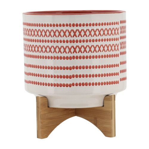 Designer × Homemade 10" AZTEC PLANTER W/ WOOD STAND, ORANGE Size US L / EU 52-54 / 3 - 2 Thumbnail