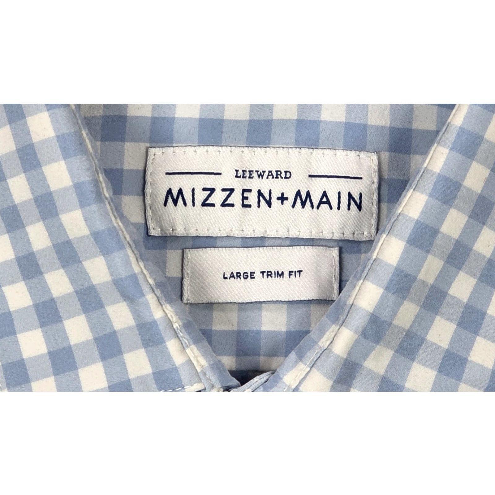 Mizzen+Main Mizzen Main Leeward Button up Shirt L Blue White Gingham Check Trim Fit Size US L / EU 52-54 / 3 - 7 Thumbnail