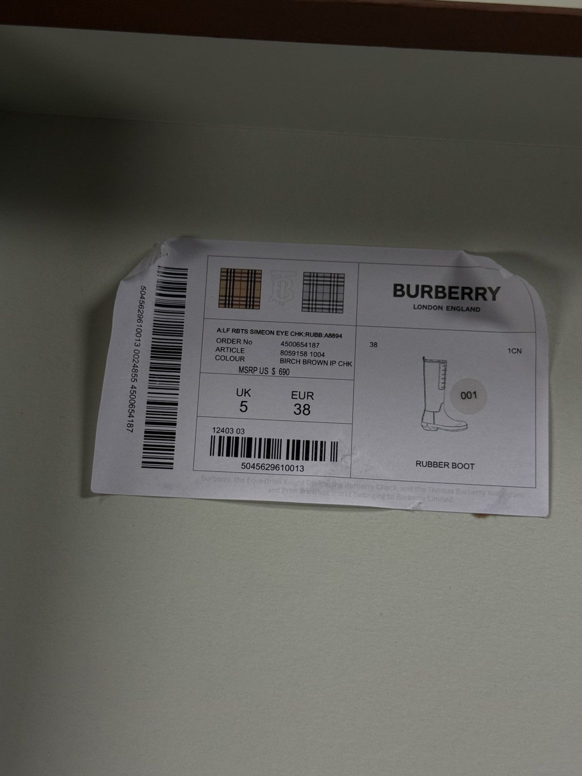 Burberry Vintage Check Canvas & Rubber Rain Boot In Brown 38EU/8US Size US 8 / IT 38 - 15 Thumbnail