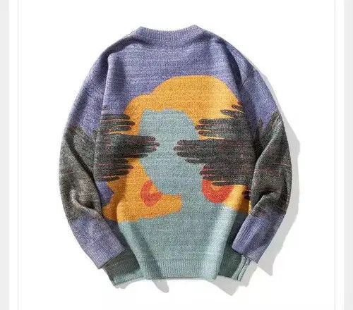 Aran Isles Knitwear × Japanese Brand punk sweater with face print Size US L / EU 52-54 / 3 - 4 Thumbnail