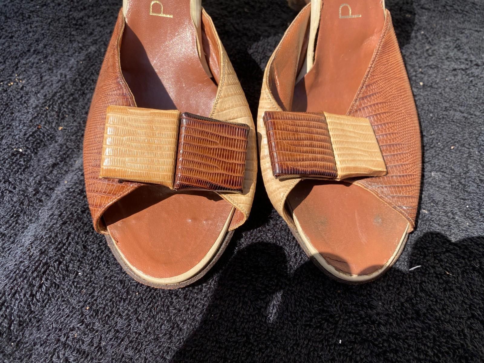 Designer Vintage Women 50s/60s Palizzio Leather Sandals SZ. 7B (S618) Size US 7 / IT 37 - 5 Thumbnail