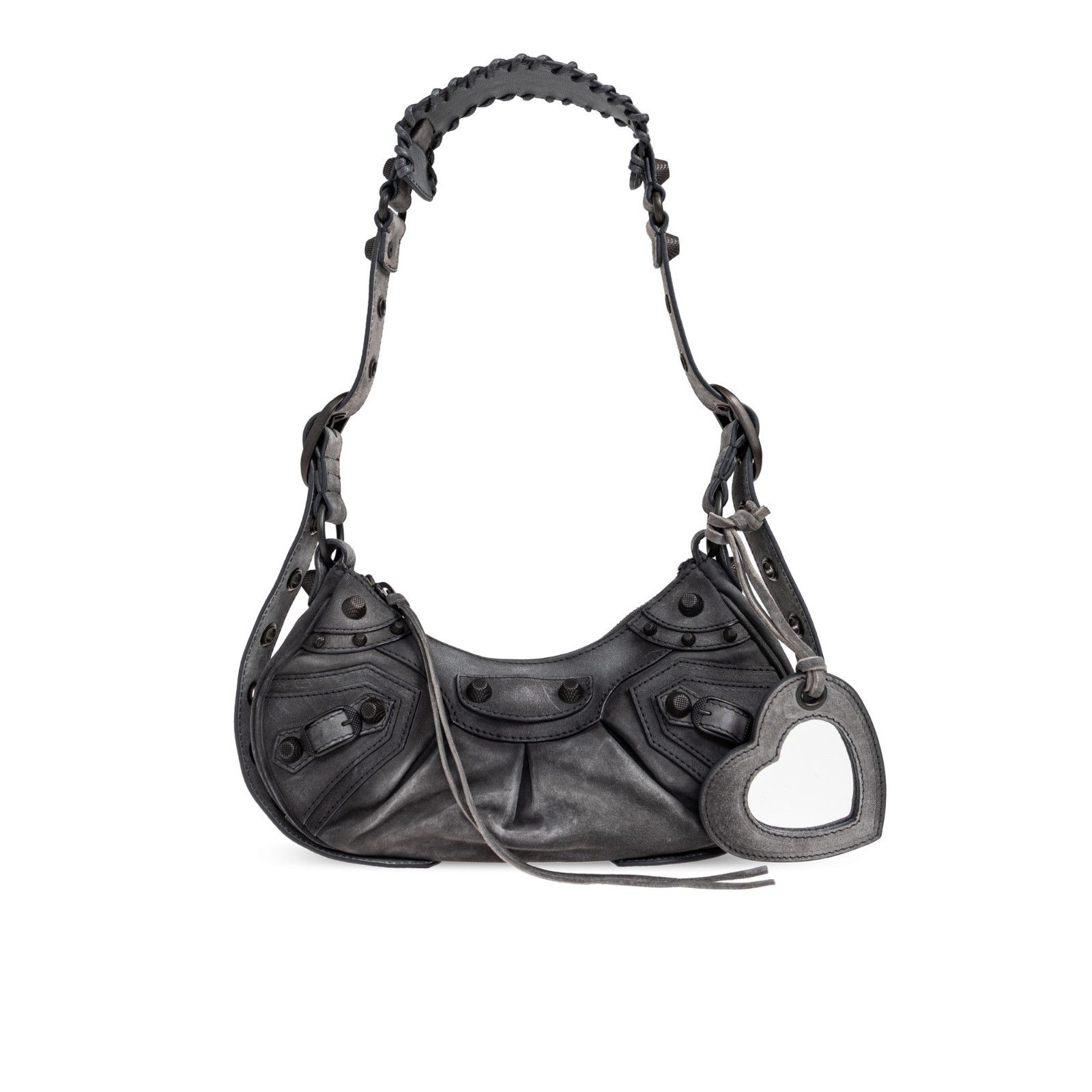 Balenciaga BALENCIAGA Le Cagole XS Gray Suede Shoulder Bag New