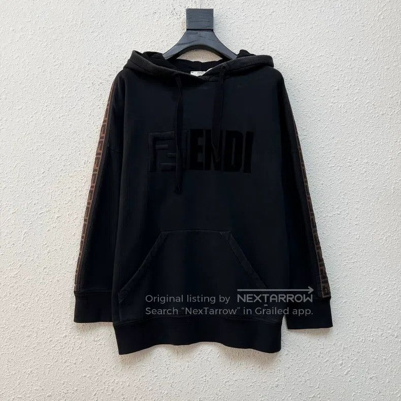 Fendi Embroidered Logo Kirin Arm Full Print Hoodie